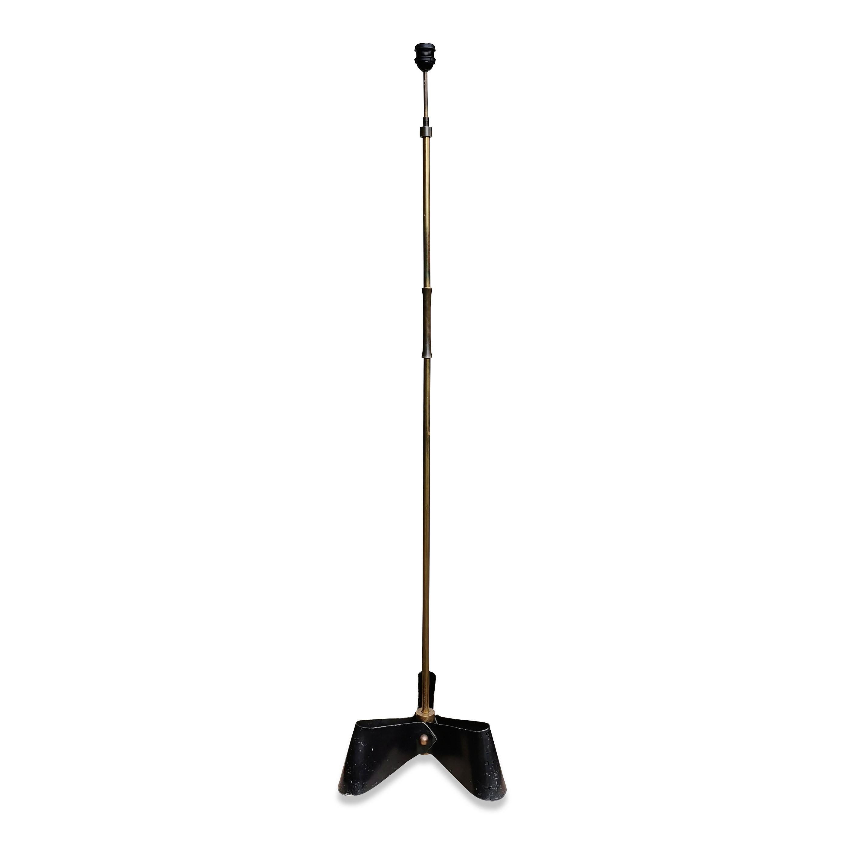 Outstanding Bronze and Wrought Iron Floor Lamp, 1950s For Sale 1
