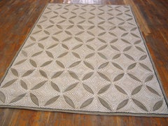 Outstanding Brown Color Geometric Pattern Contemporary American Hooked Rug