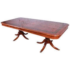 Outstanding Burled and Inlaid Regency Style Extension Dining Table