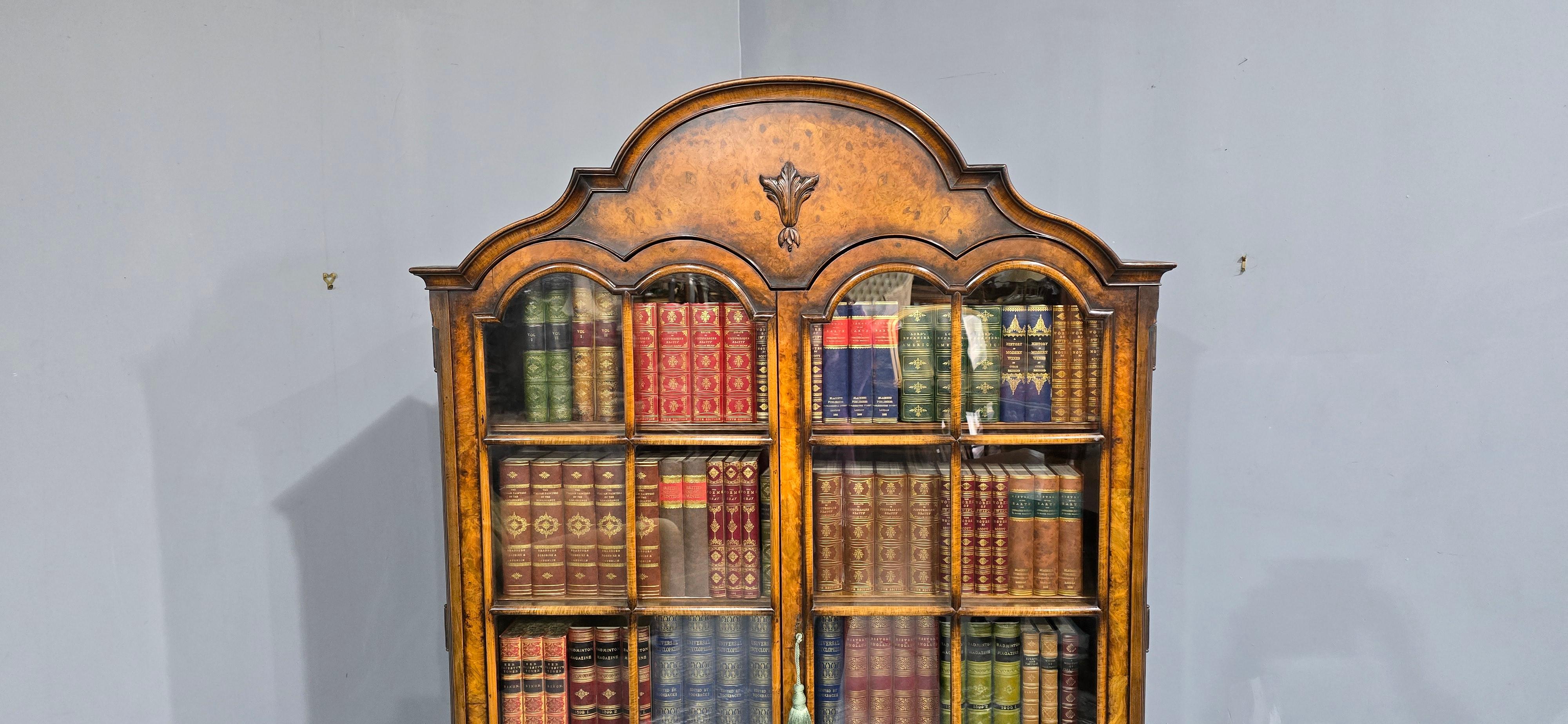 20th Century Outstanding Burr Walnut Bookcase on Stand For Sale