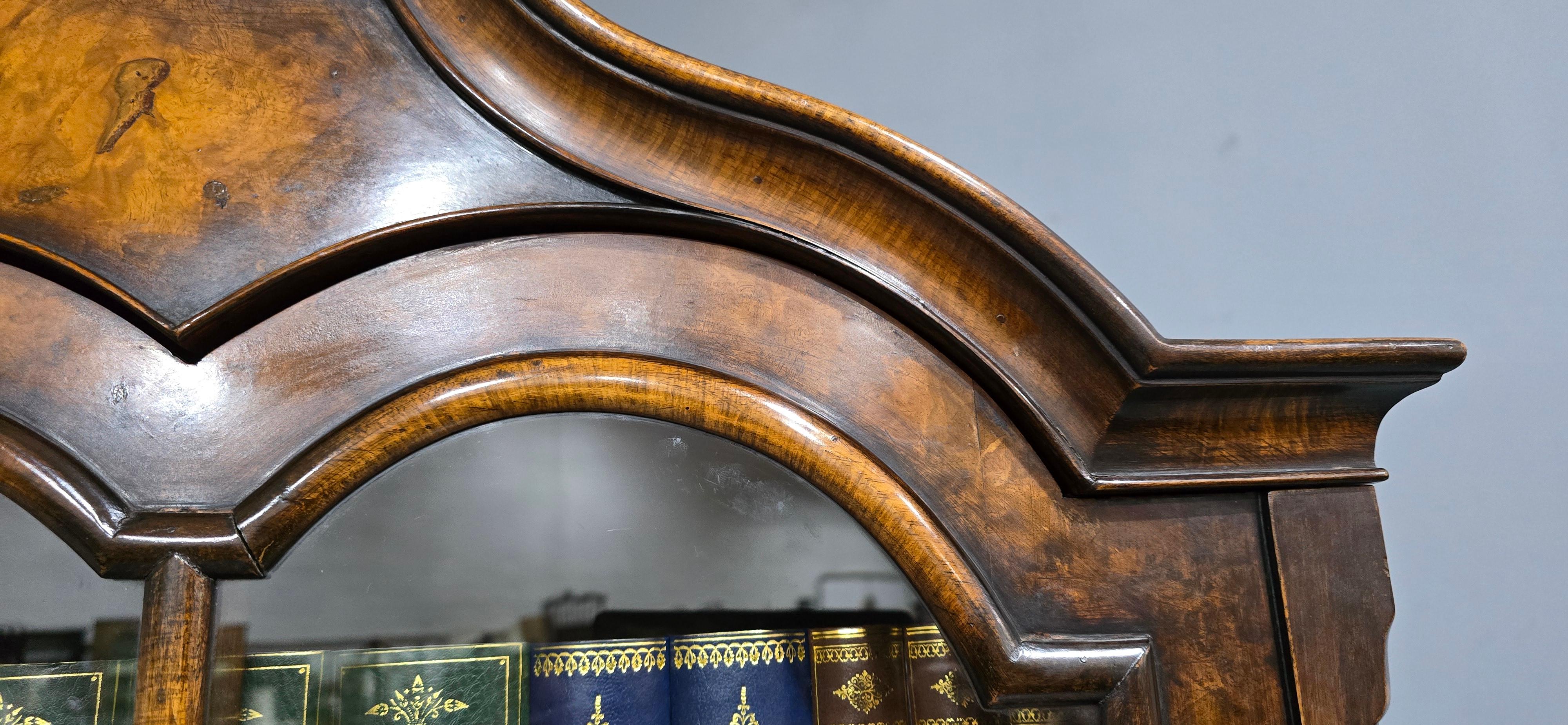 Burl Outstanding Burr Walnut Bookcase on Stand For Sale