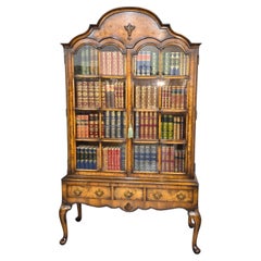 Outstanding Burr Walnut Bookcase on Stand