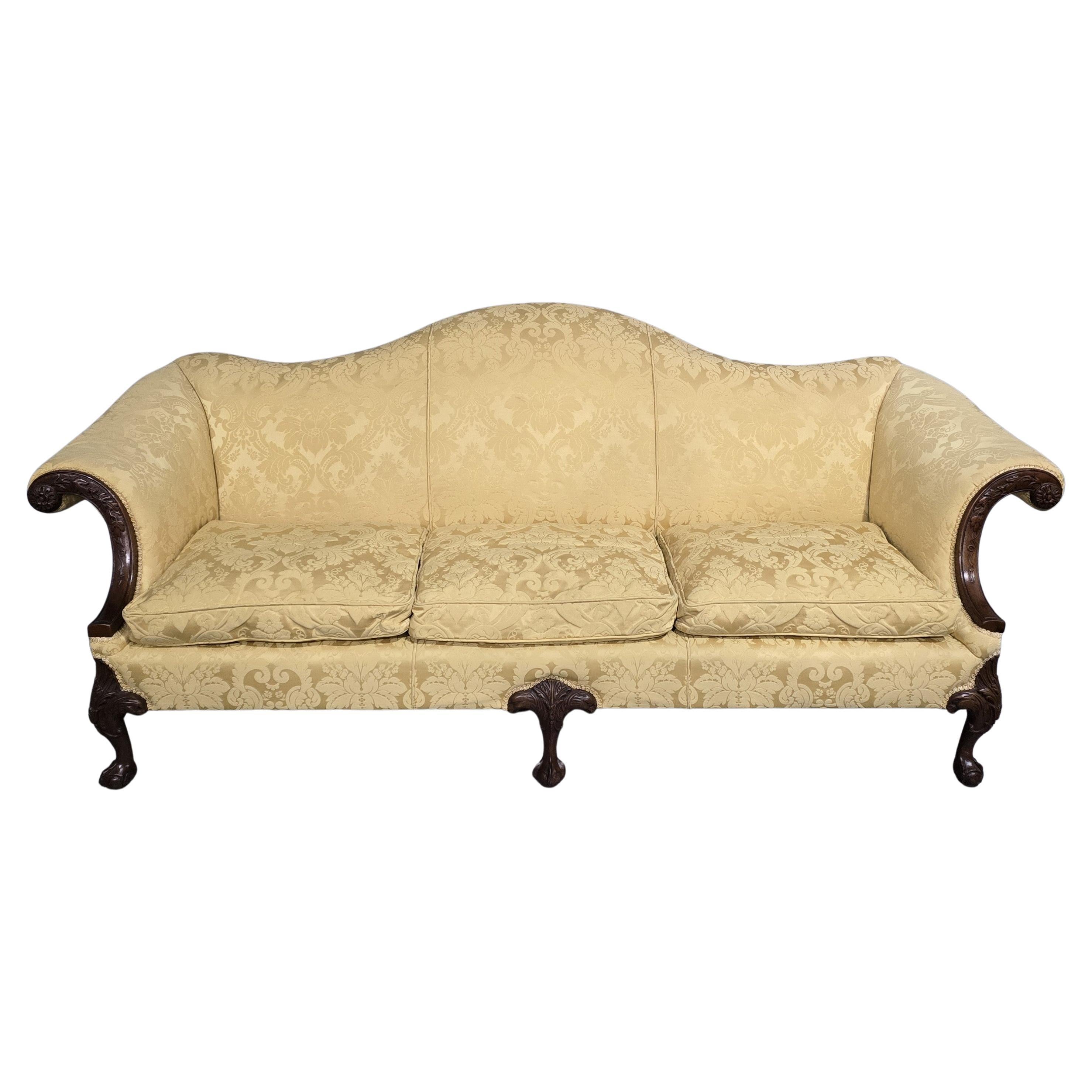 Outstanding Camel Backed Mahogany Sofa For Sale