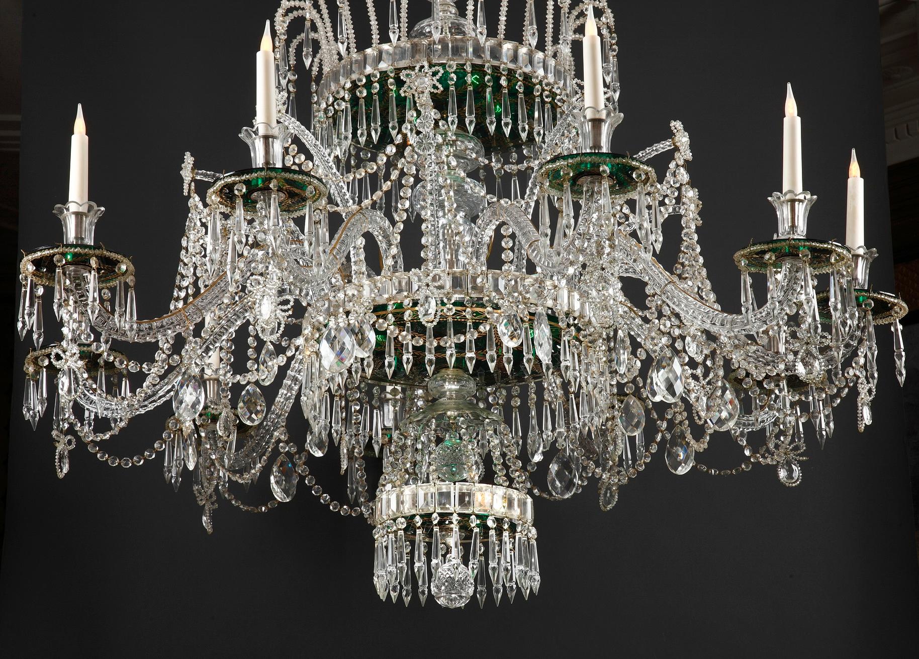 Spanish Chandelier Crystal Attributed to the Granja Manufacture, Spain, Circa 1900 For Sale