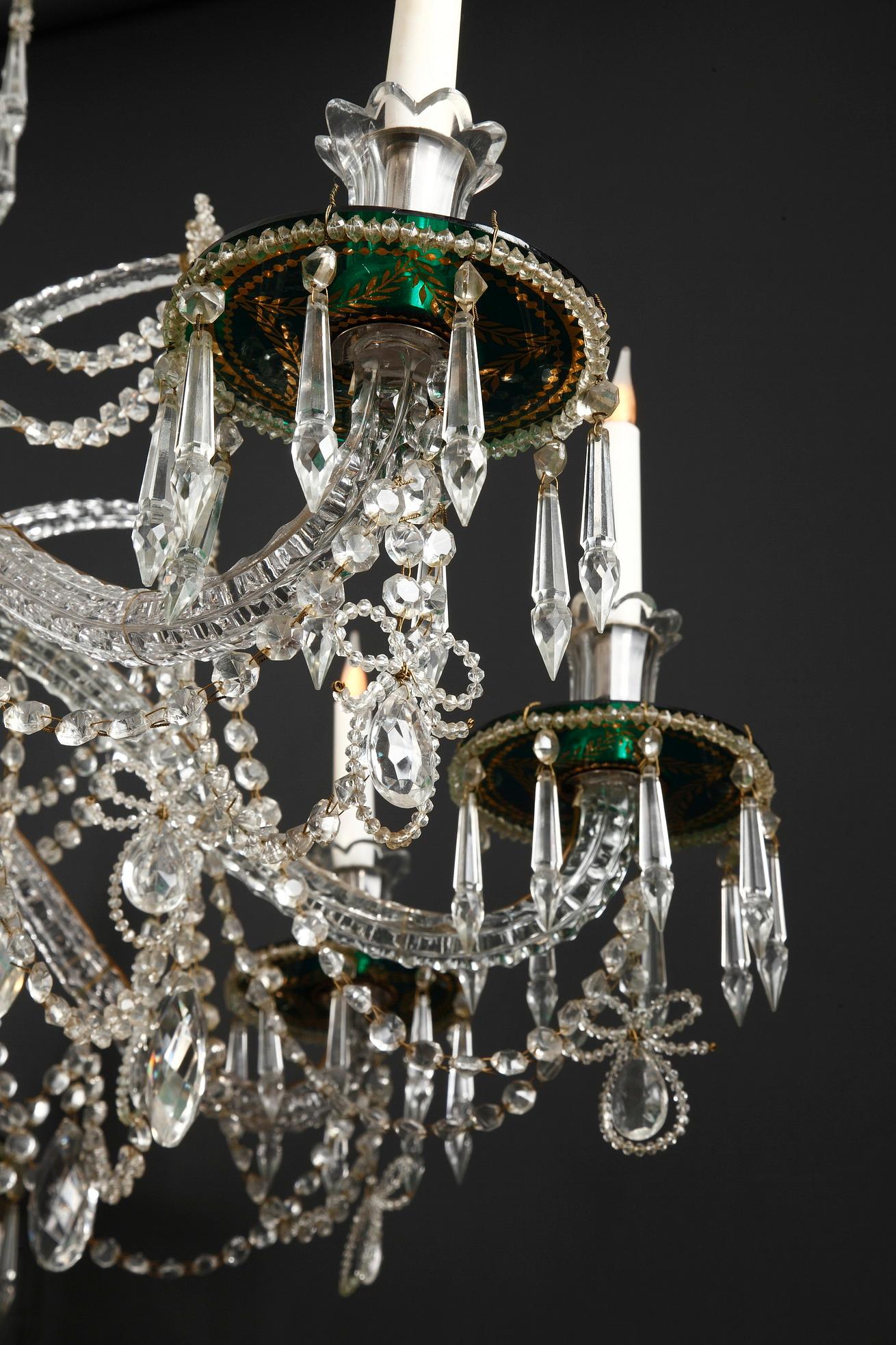 Early 20th Century Chandelier Crystal Attributed to the Granja Manufacture, Spain, Circa 1900 For Sale