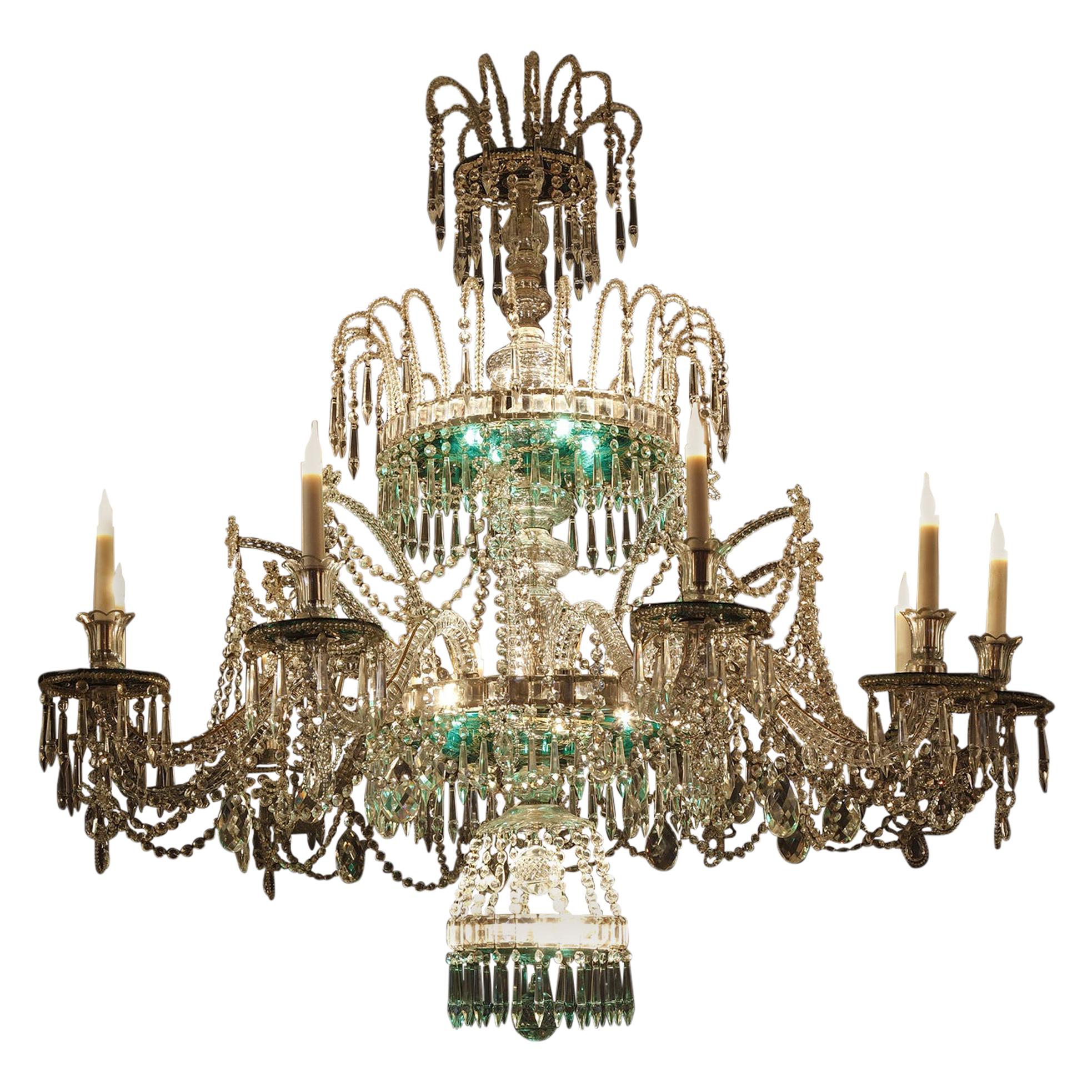 Chandelier Crystal Attributed to the Granja Manufacture, Spain, Circa 1900 For Sale