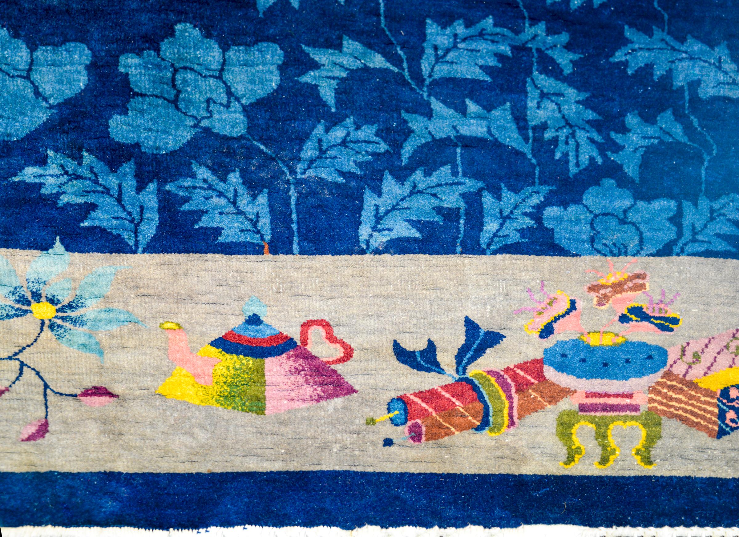 Hervorragender chinesischer Art-Déco-Teppich (Pflanzlich gefärbt)