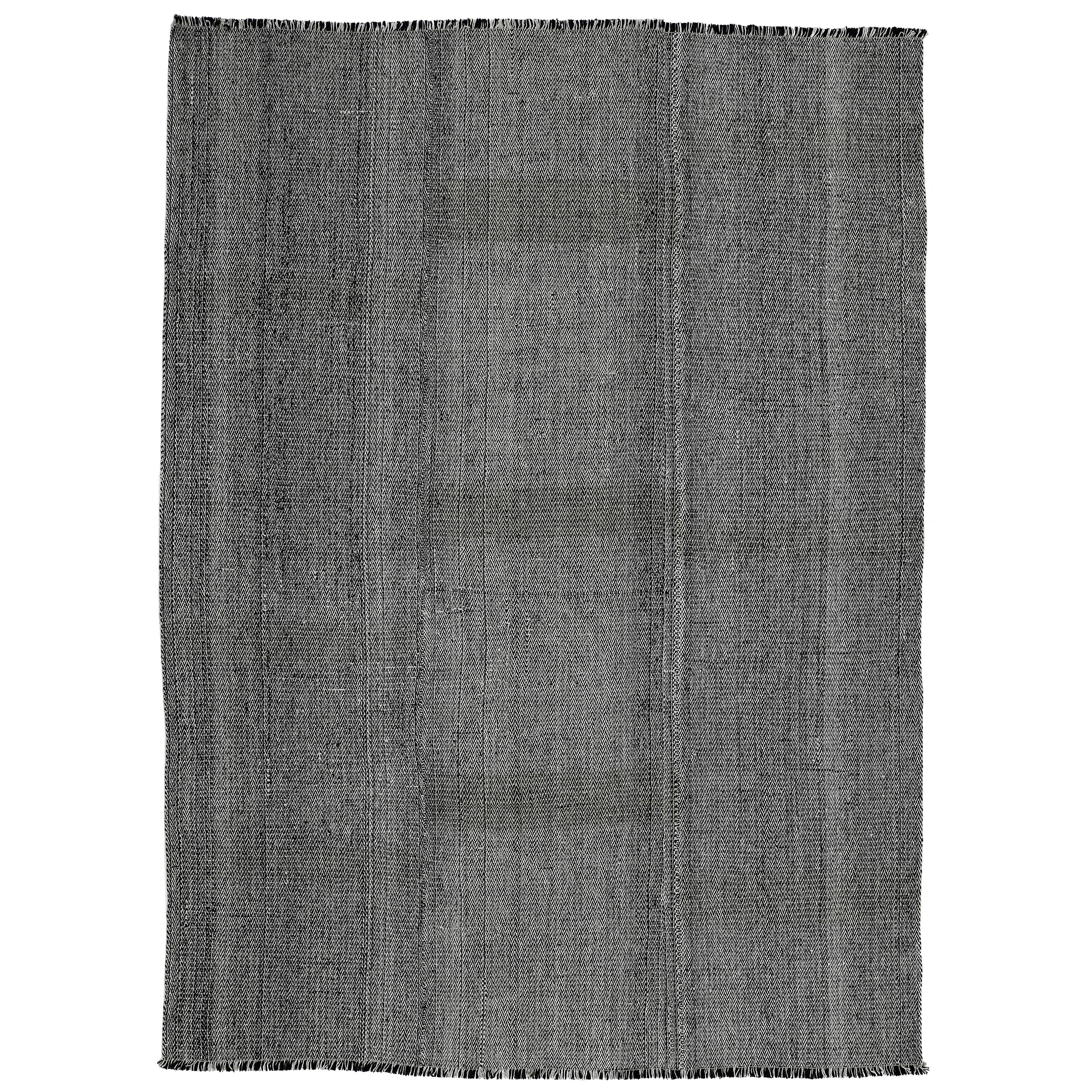 Outstanding Contemporary Oversized Geometric Grey/Black Kilim Rug For Sale