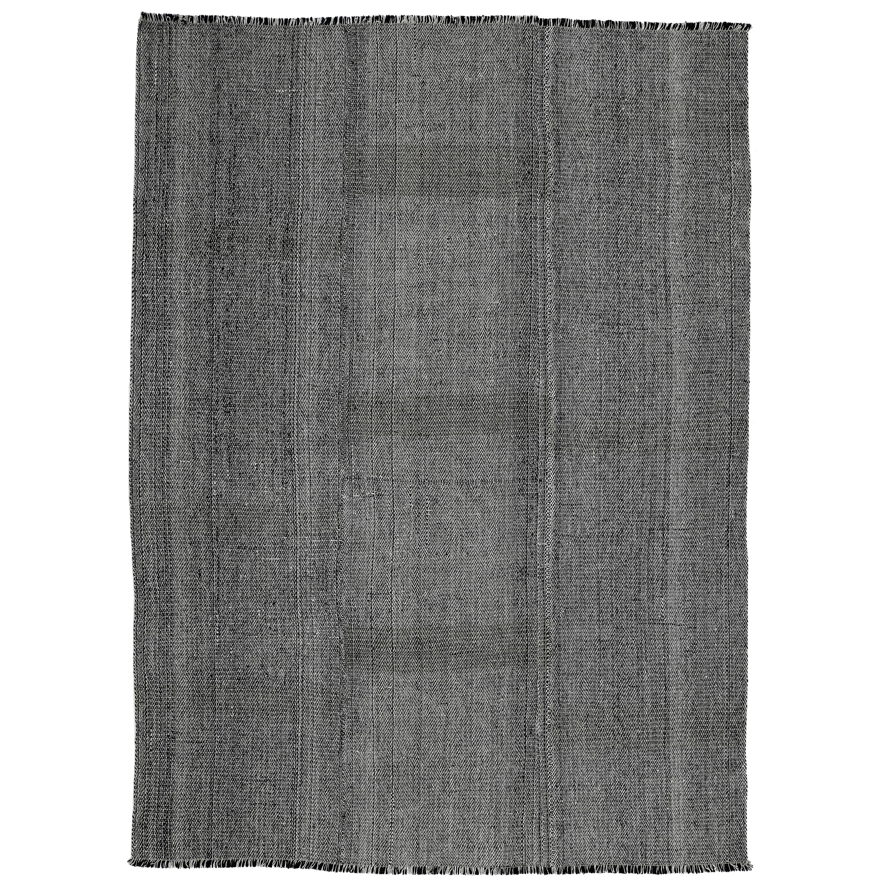 Outstanding Contemporary Oversized Geometric Grey/Black Kilim Rug