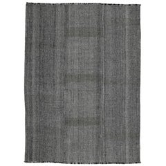 Remarquable tapis Kilim contemporain surdimensionné géométrique gris/noir