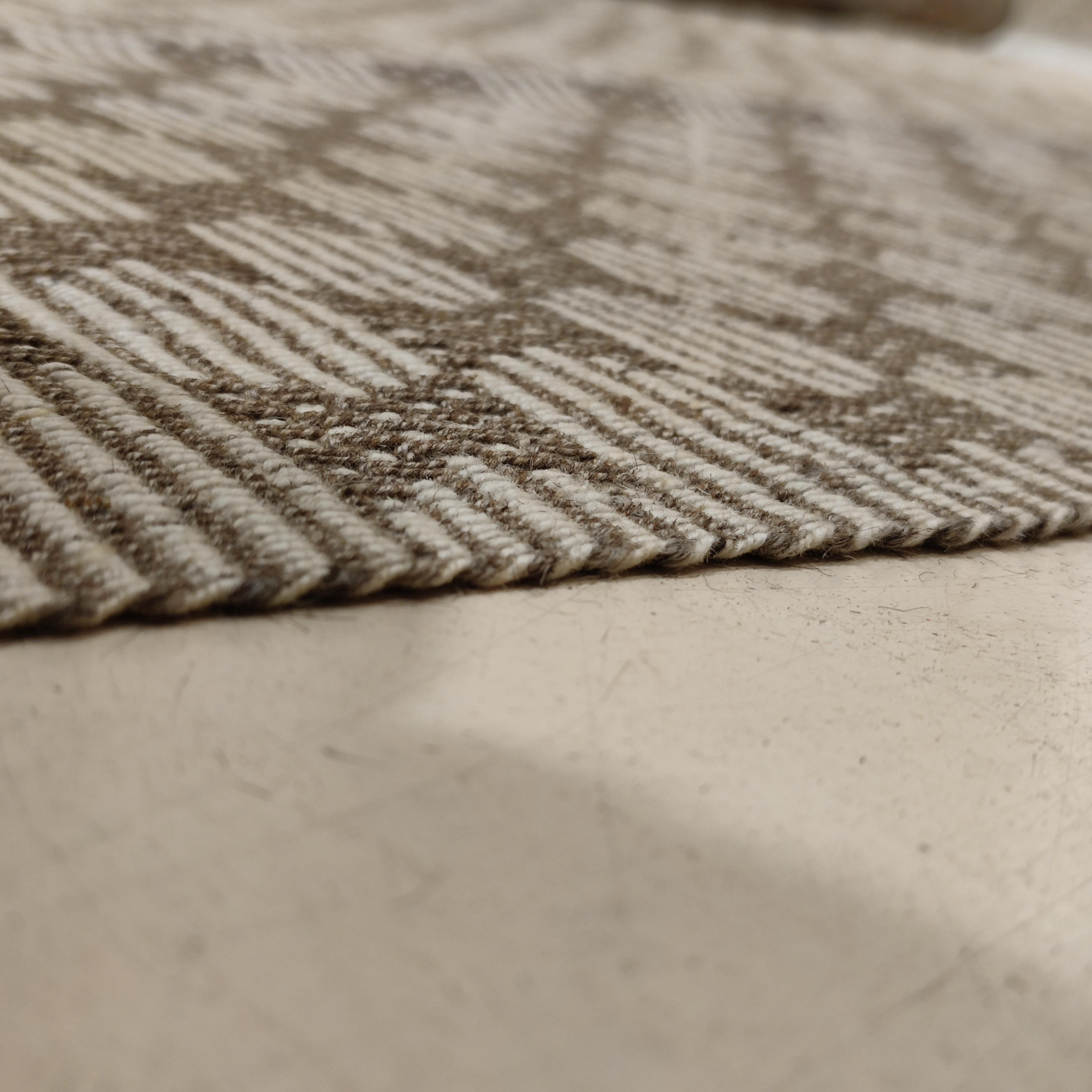 Turkish Outstanding Contemporary Taupe/Champagne Coloured Geometric Kilim Rug For Sale