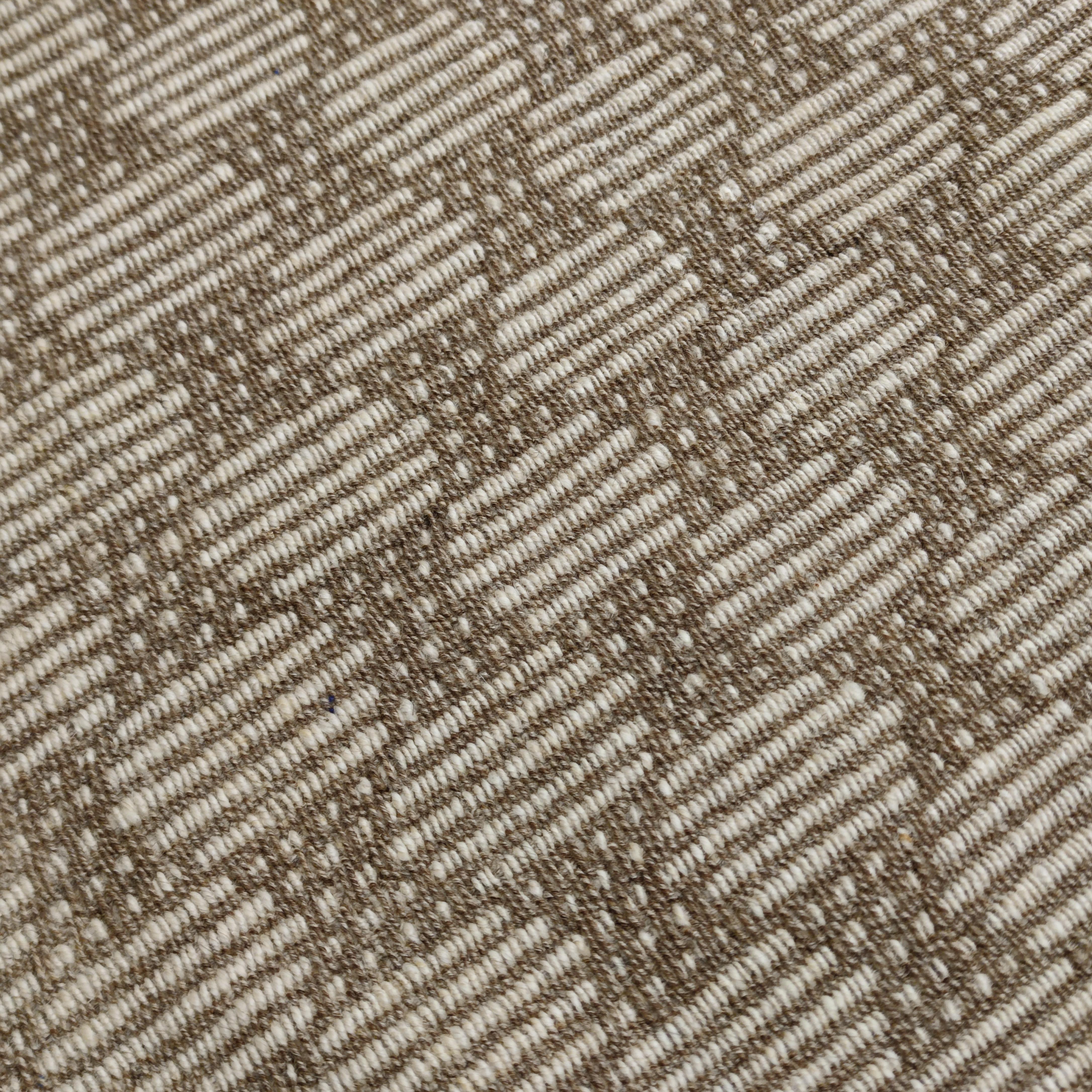 Wool Outstanding Contemporary Taupe/Champagne Coloured Geometric Kilim Rug For Sale