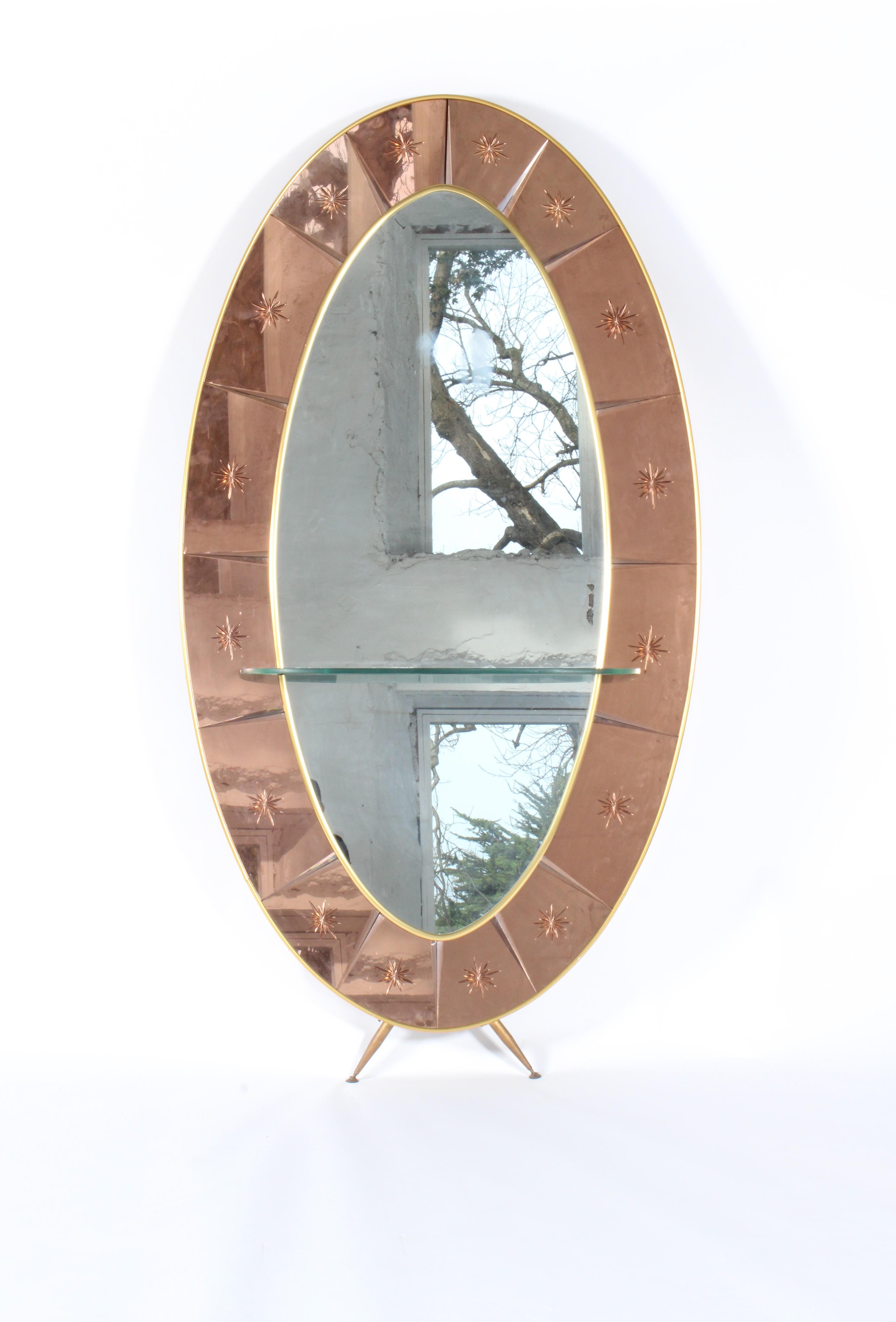 Außergewöhnliche Cristal Arte  Rosa Hand geschnitten geätztes Glas in voller Länge Spiegel  im Angebot 3