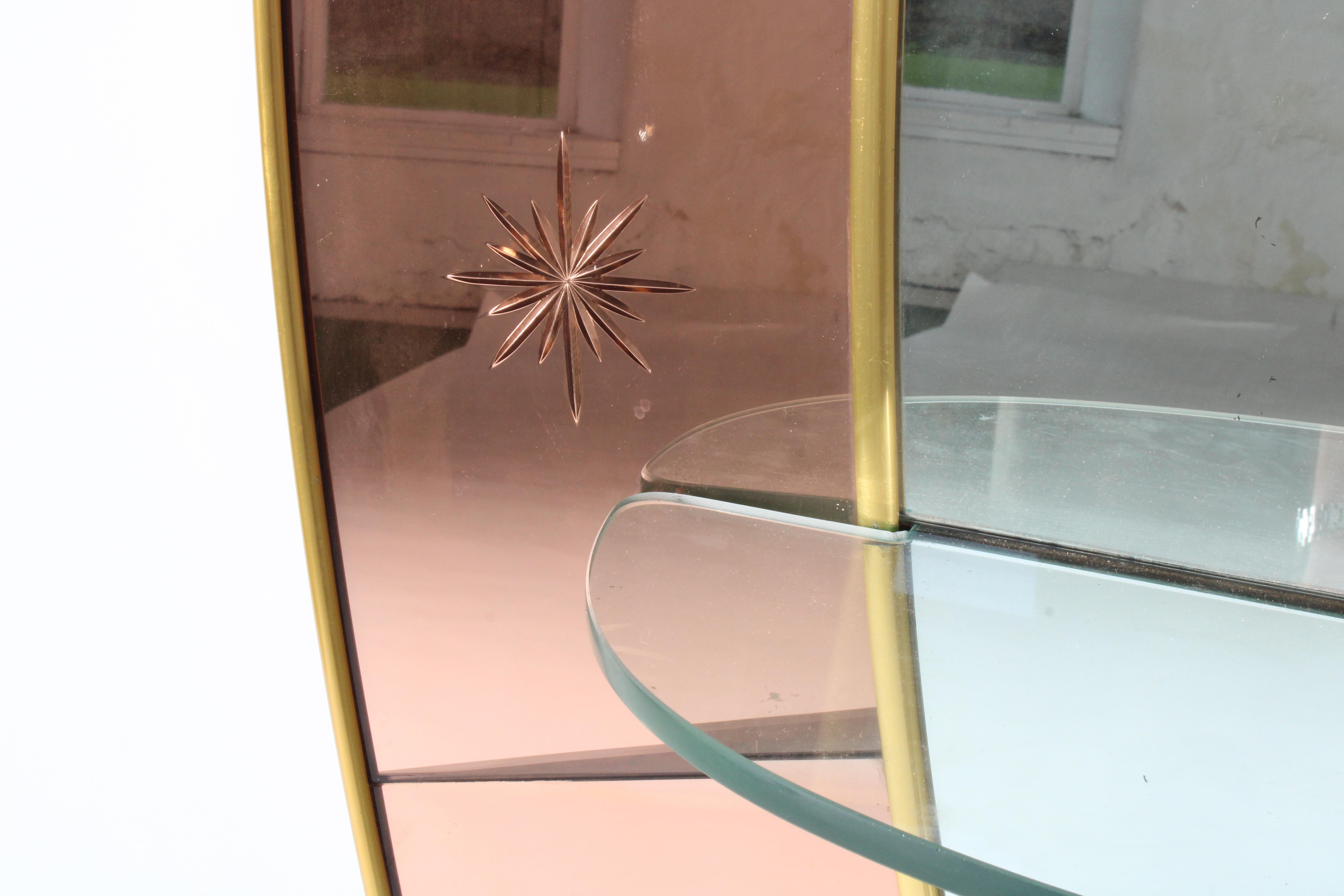 Außergewöhnliche Cristal Arte  Rosa Hand geschnitten geätztes Glas in voller Länge Spiegel  im Angebot 5
