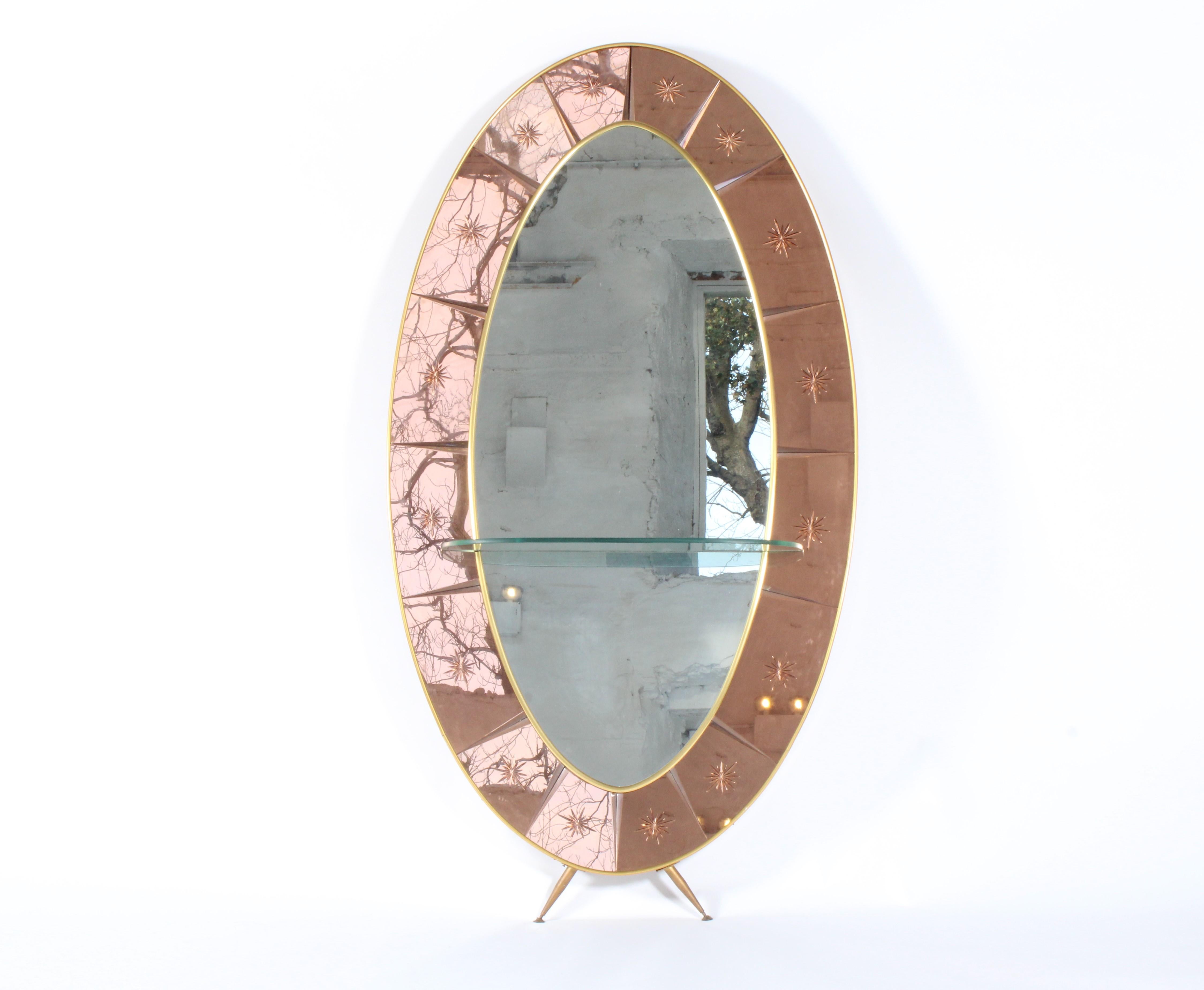 Außergewöhnliche Cristal Arte  Rosa Hand geschnitten geätztes Glas in voller Länge Spiegel  im Angebot 9