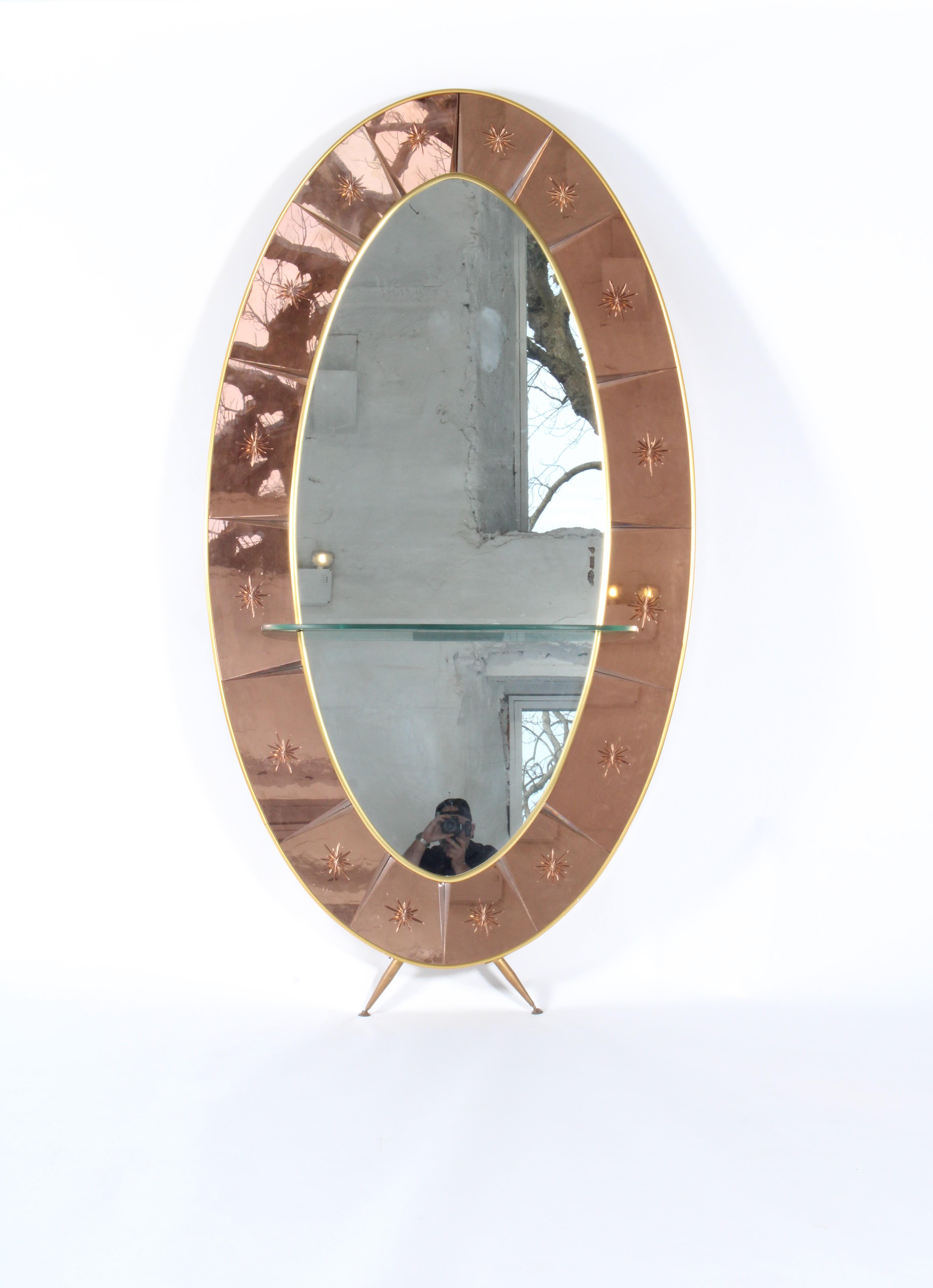 Außergewöhnliche Cristal Arte  Rosa Hand geschnitten geätztes Glas in voller Länge Spiegel  im Angebot 10