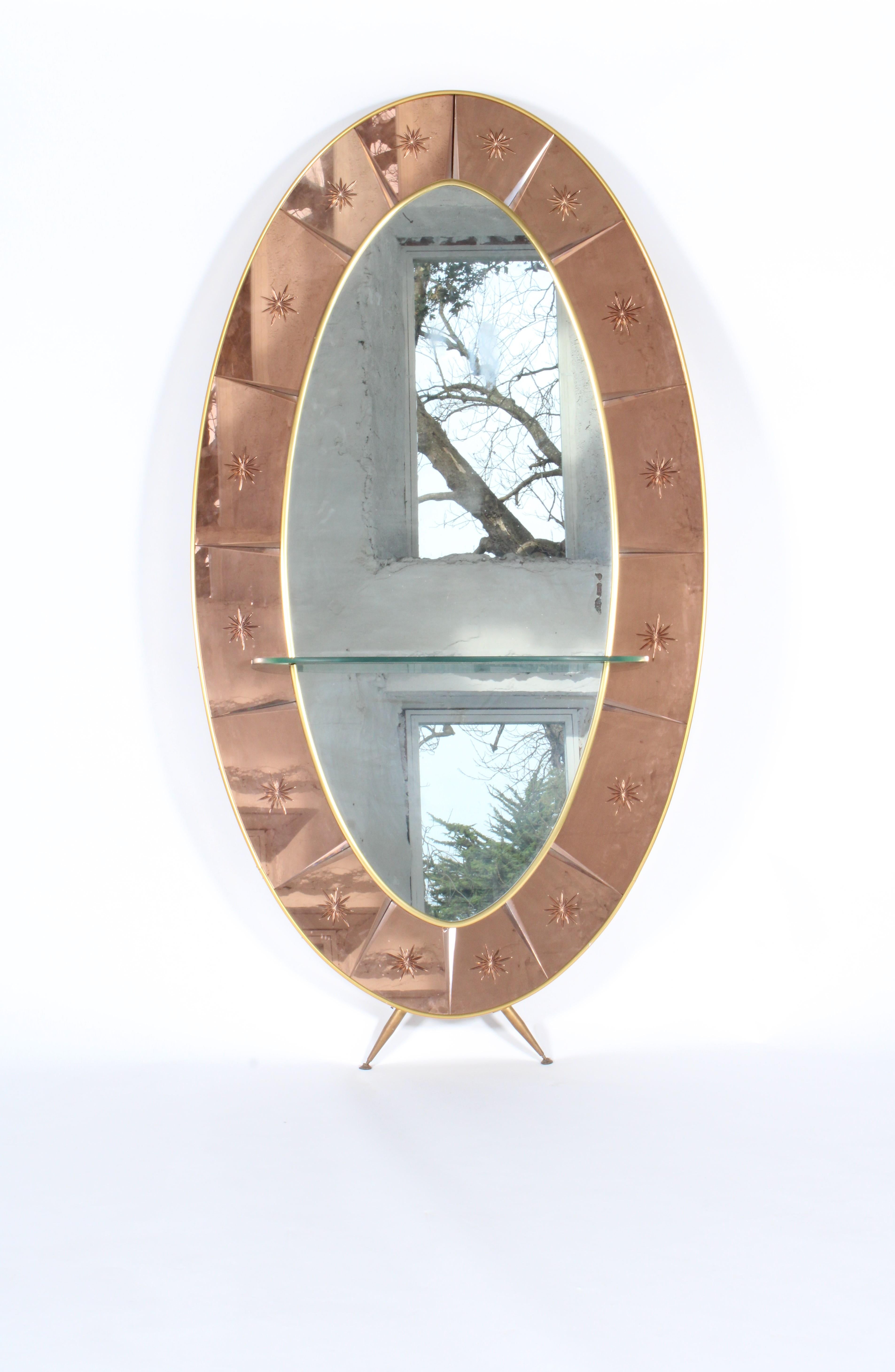 Außergewöhnliche Cristal Arte  Rosa Hand geschnitten geätztes Glas in voller Länge Spiegel  (Glasiert) im Angebot