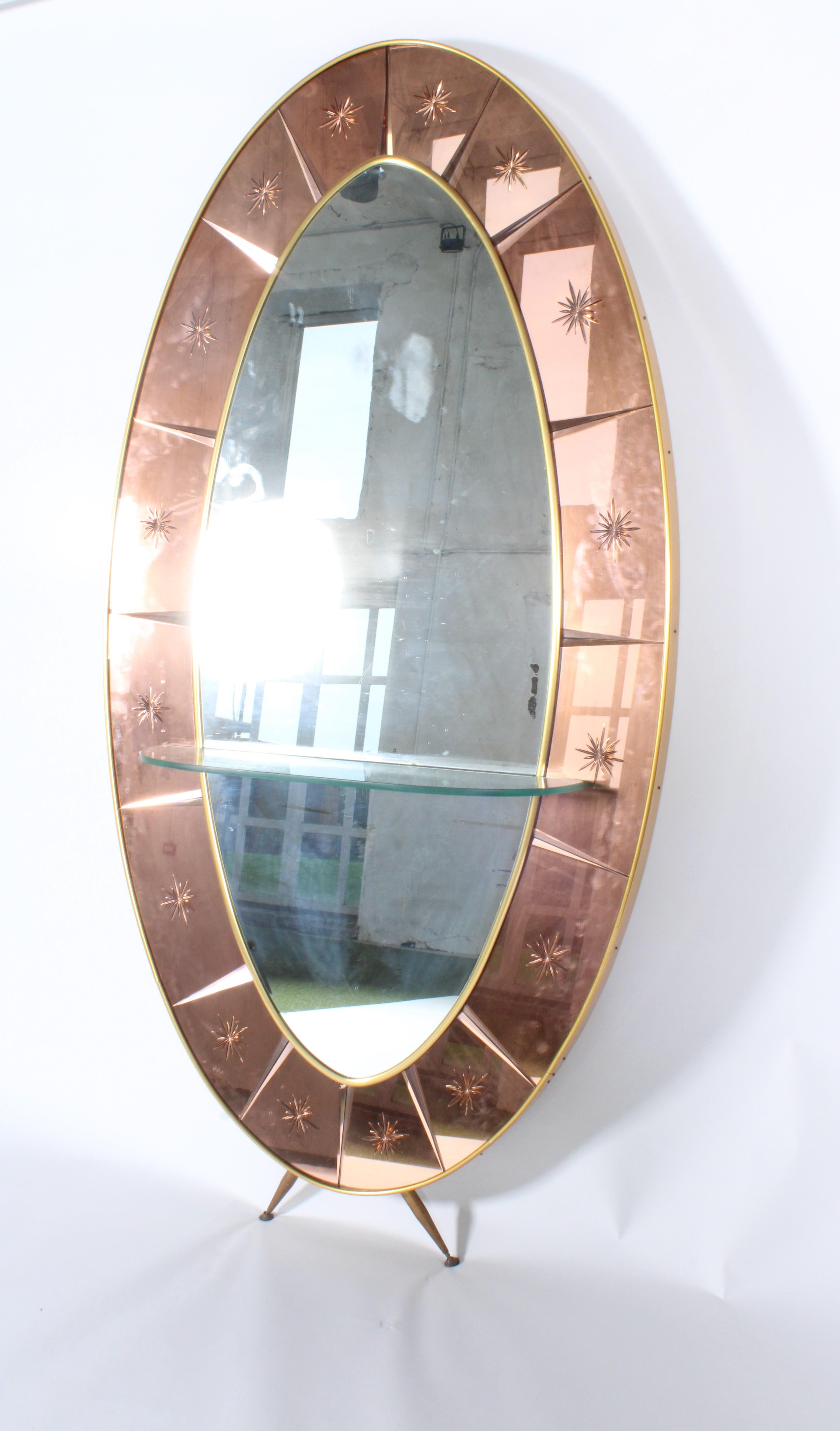 Outstanding Cristal Arte  Pink Hand Cut Etched Glass Full Length Mirror  For Sale 1