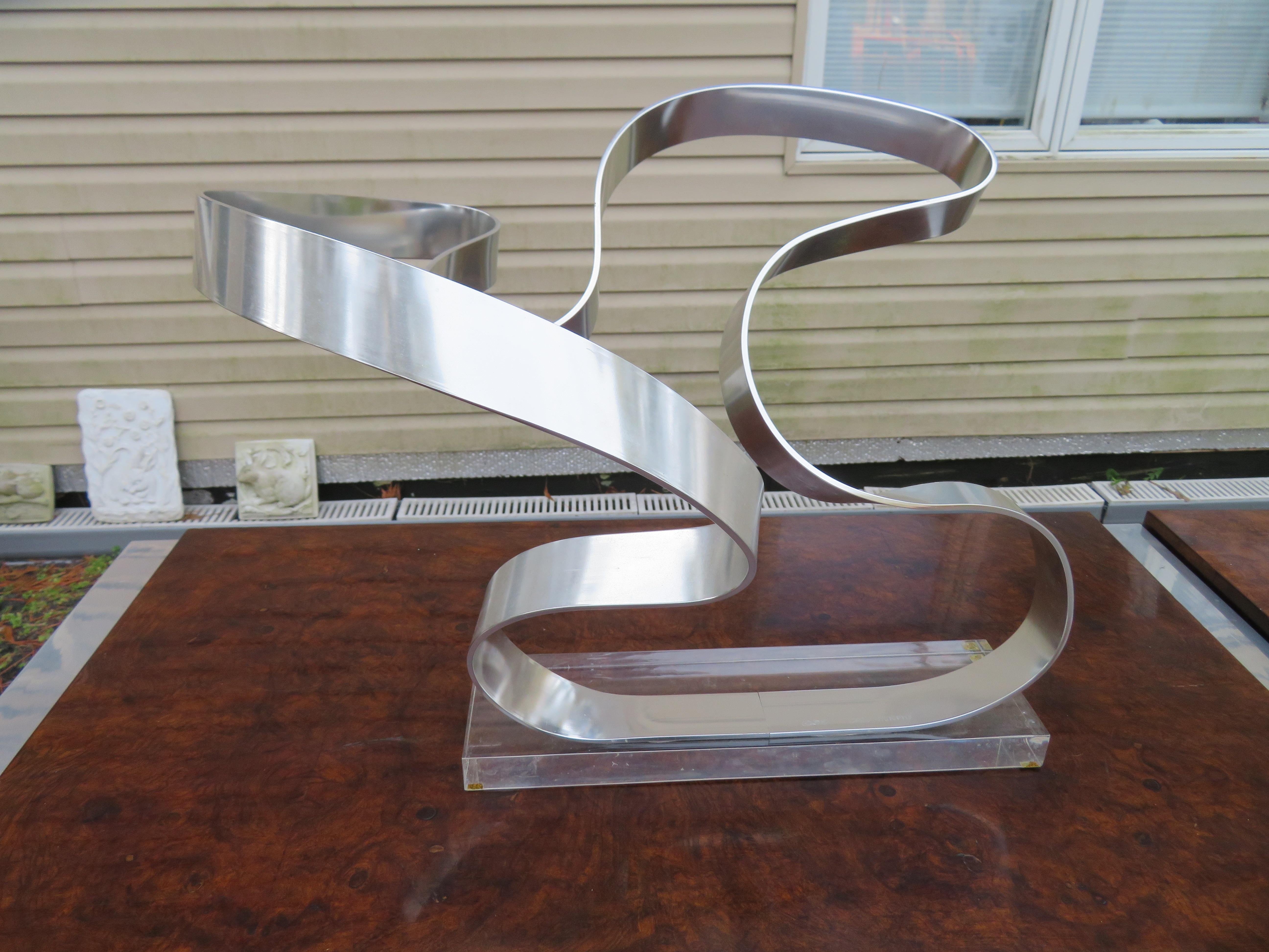 Outstanding Dan Murphy Abstract Aluminum Ribbon Sculpture Mid-Century Modern For Sale 2