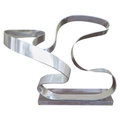 Eccezionale Dan Murphy Scultura astratta in alluminio con nastro, metà del secolo scorso.
