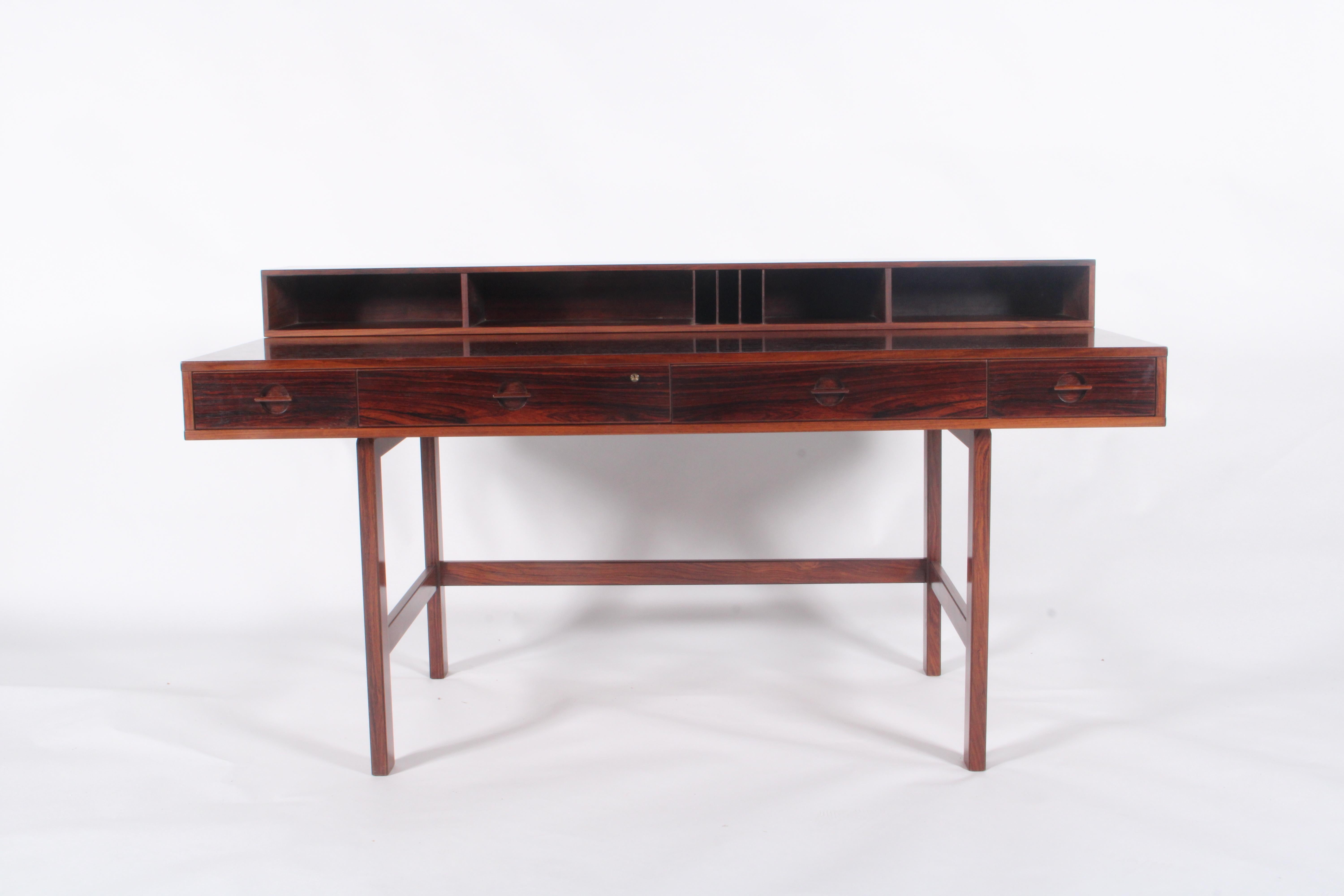 Hardwood Outstanding Danish Mid Century Flip Top  Executive Desk By Peter Lovig Nielson For Sale