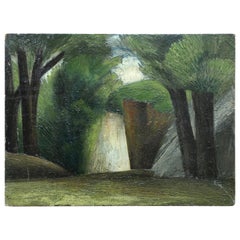 Early 20th Century Abstract Deco Landscape with Trees