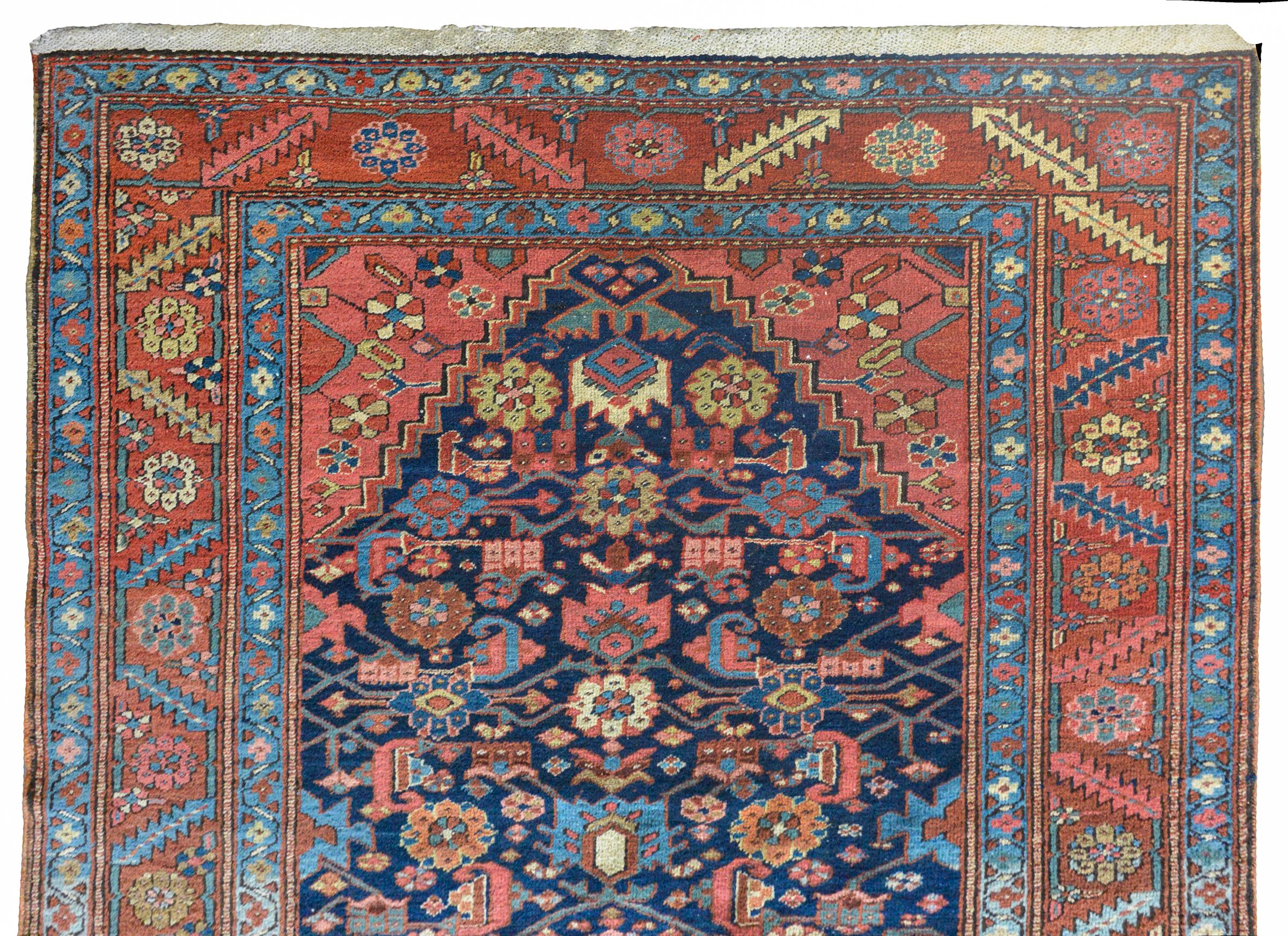 Hand-Knotted Outstanding Early 20th Century Heriz Runner For Sale