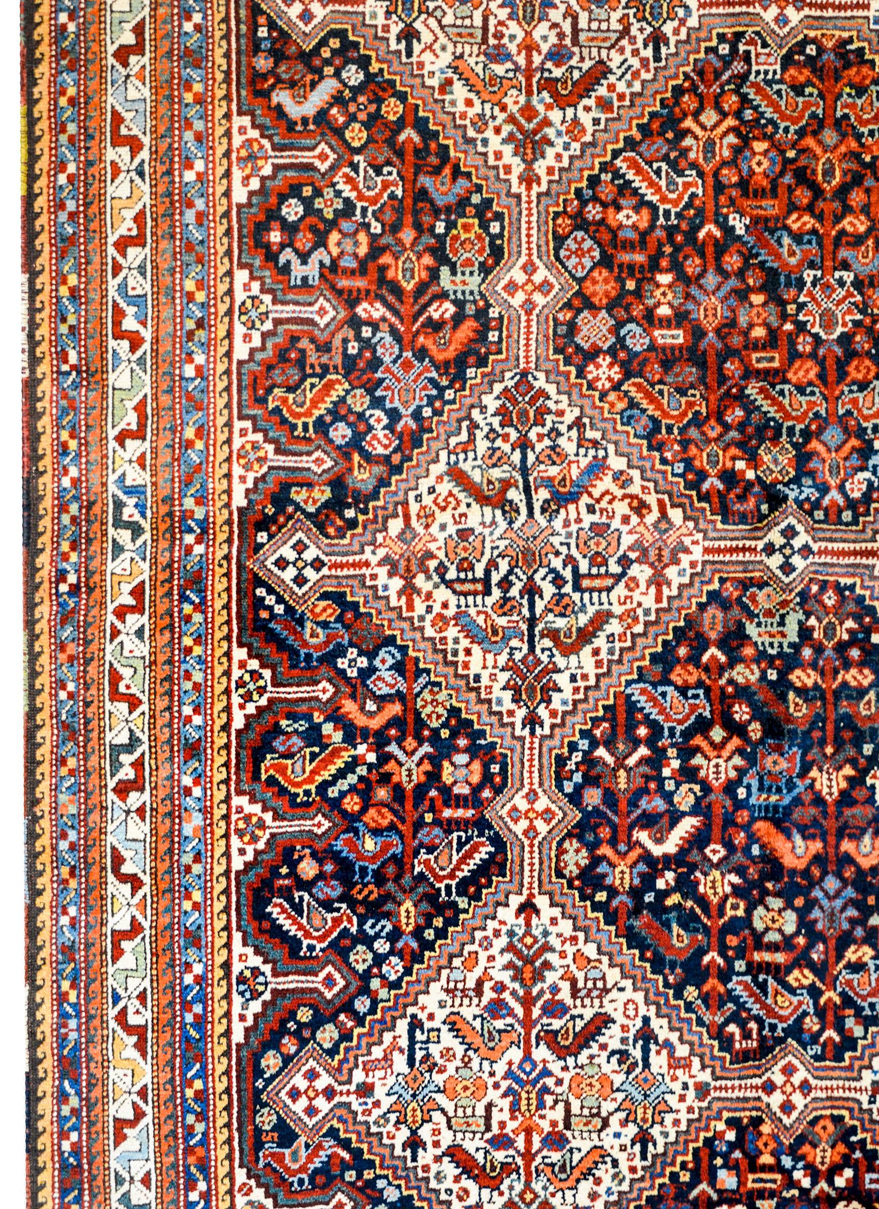 Outstanding Early 20th Century Kamseh Rug In Good Condition For Sale In Chicago, IL