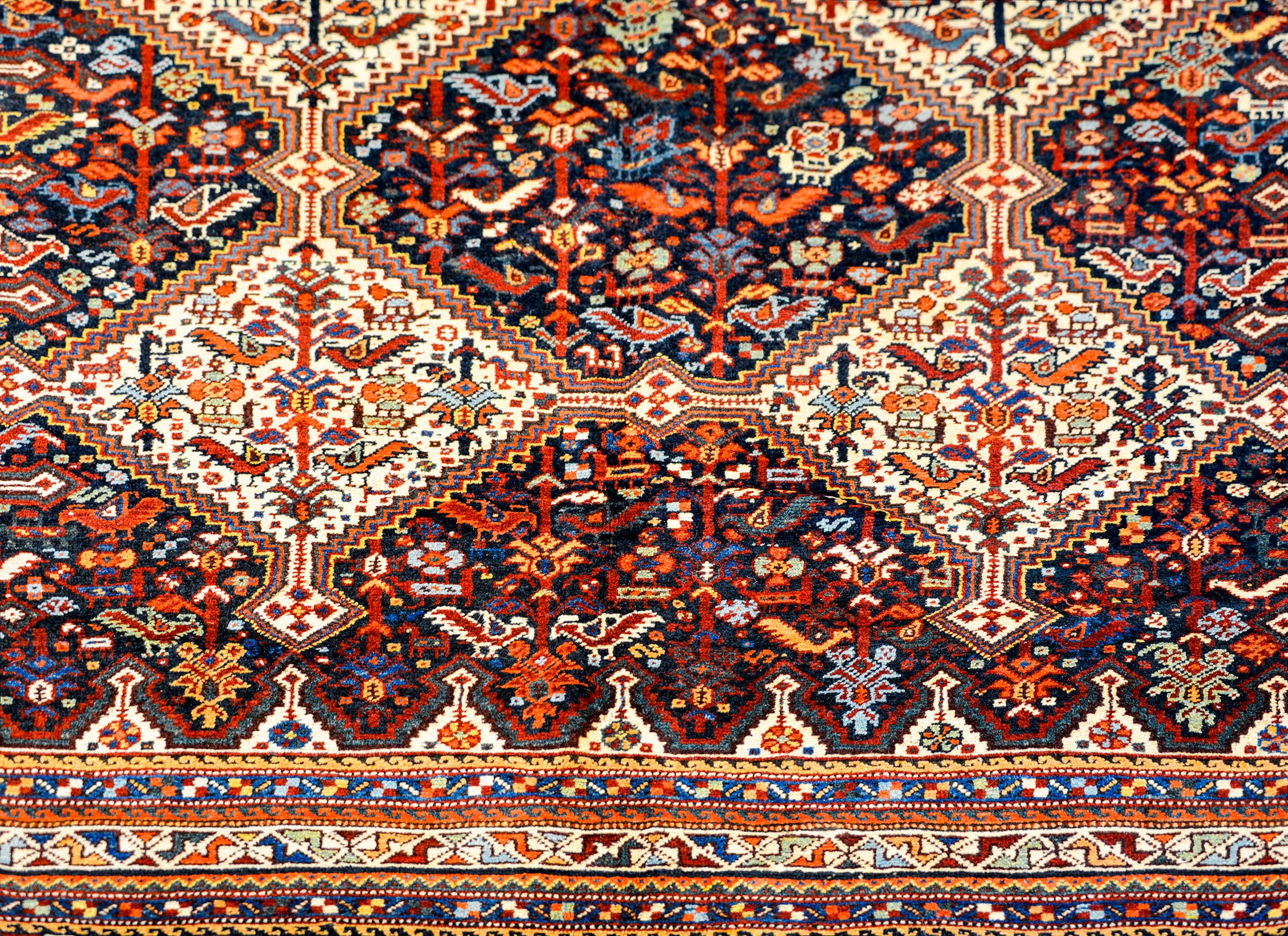 Wool Outstanding Early 20th Century Kamseh Rug For Sale