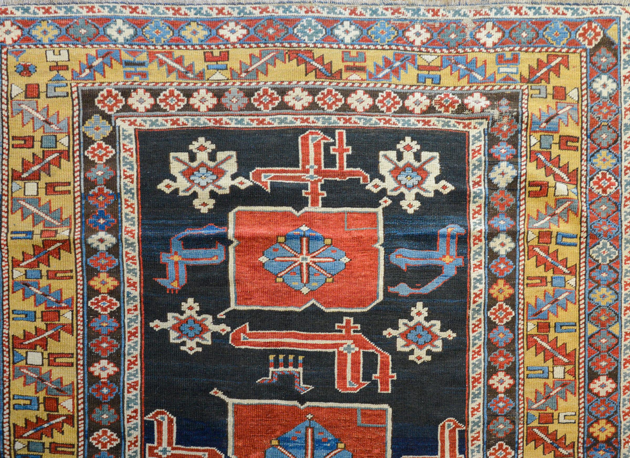 Outstanding Early 20th Century Kazak Rug In Good Condition In Chicago, IL