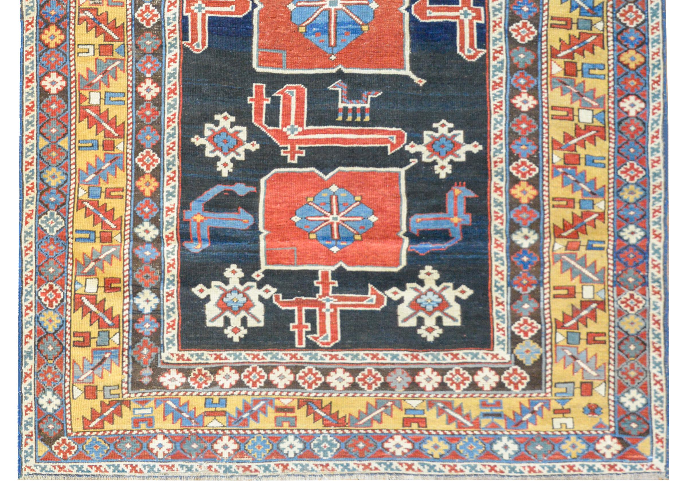 Wool Outstanding Early 20th Century Kazak Rug