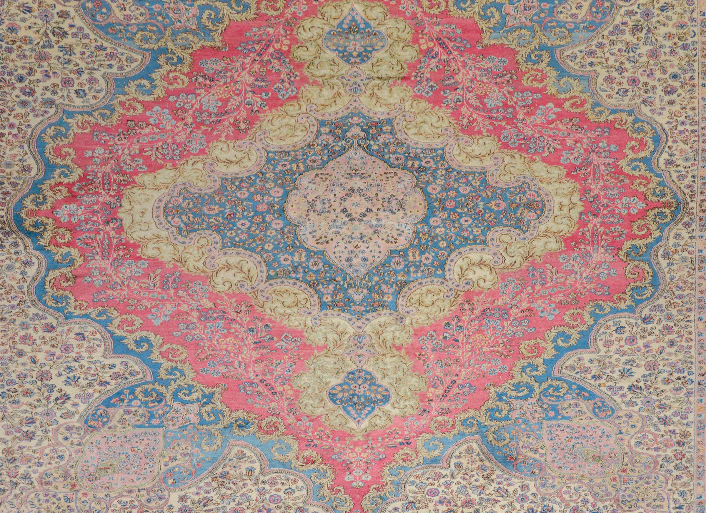 Vegetable Dyed Outstanding Early 20th Century Kirman Rug For Sale