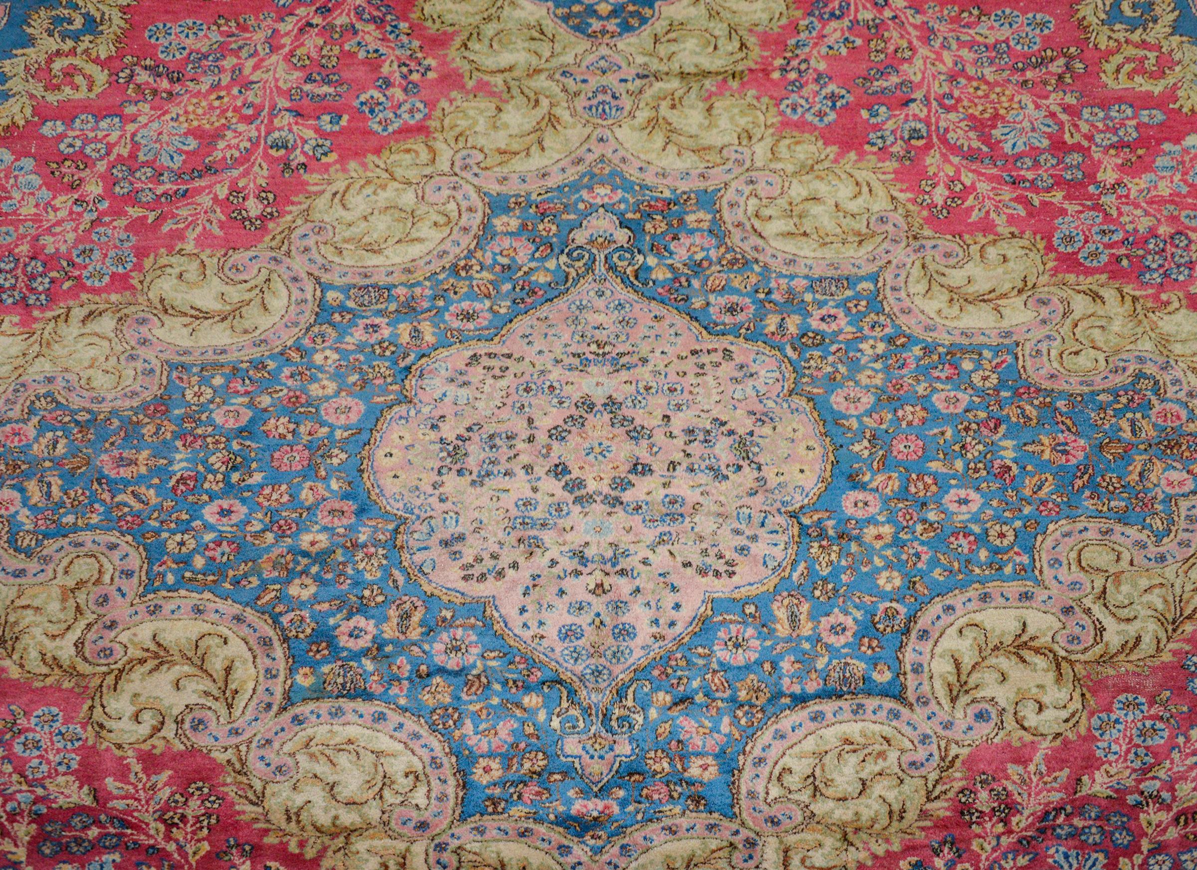 Wool Outstanding Early 20th Century Kirman Rug For Sale