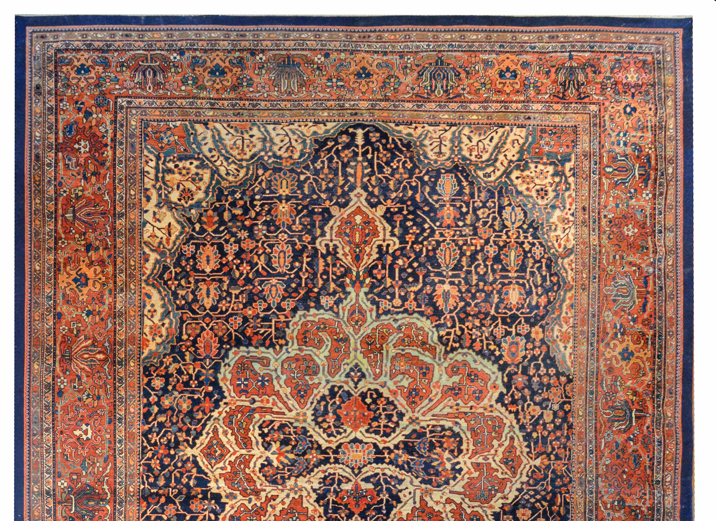 Vegetable Dyed Outstanding Early 20th Century Sarouk Farahan Rug For Sale