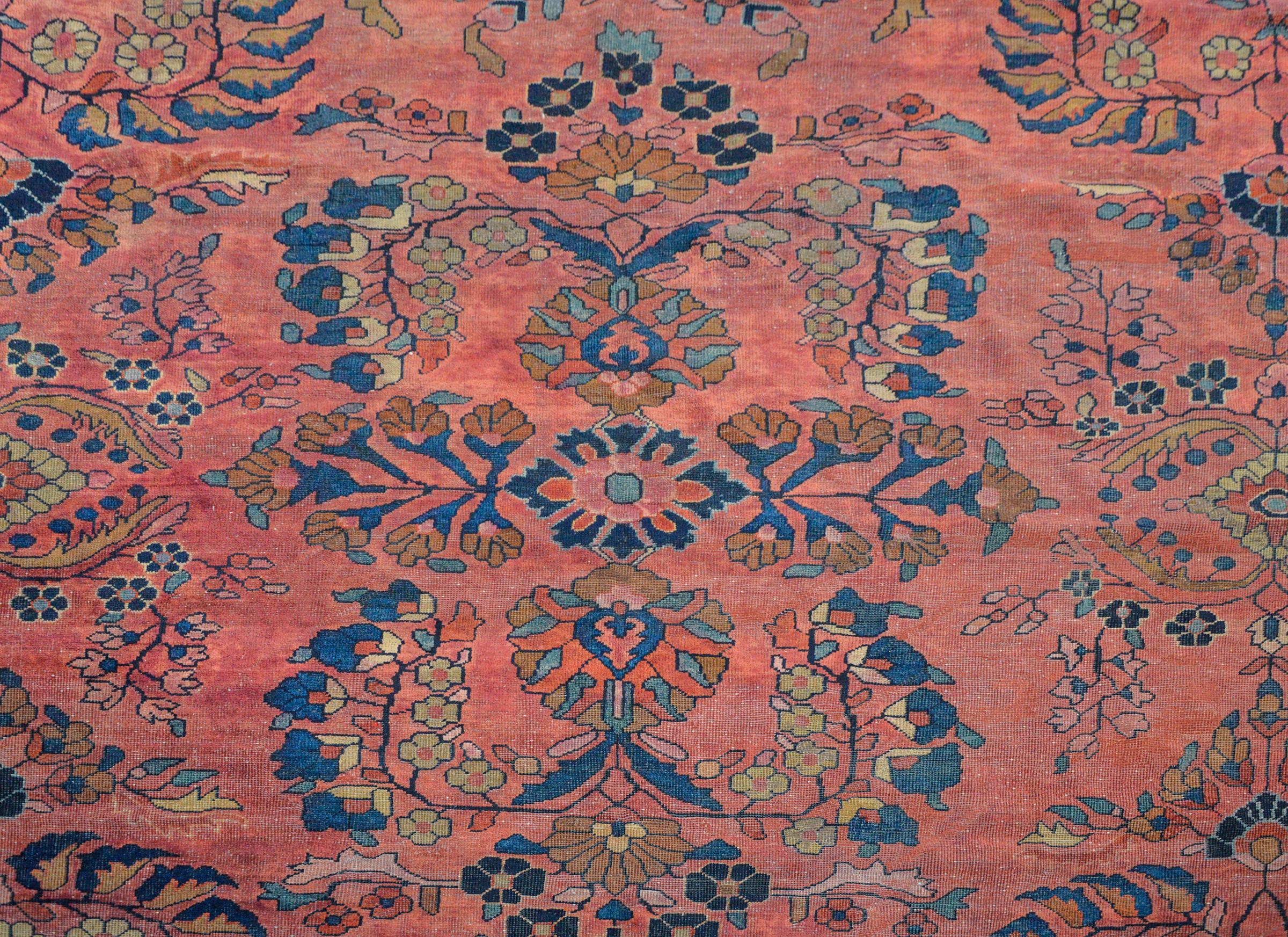 Vegetable Dyed Outstanding Early 20th Century Sarouk Mahal