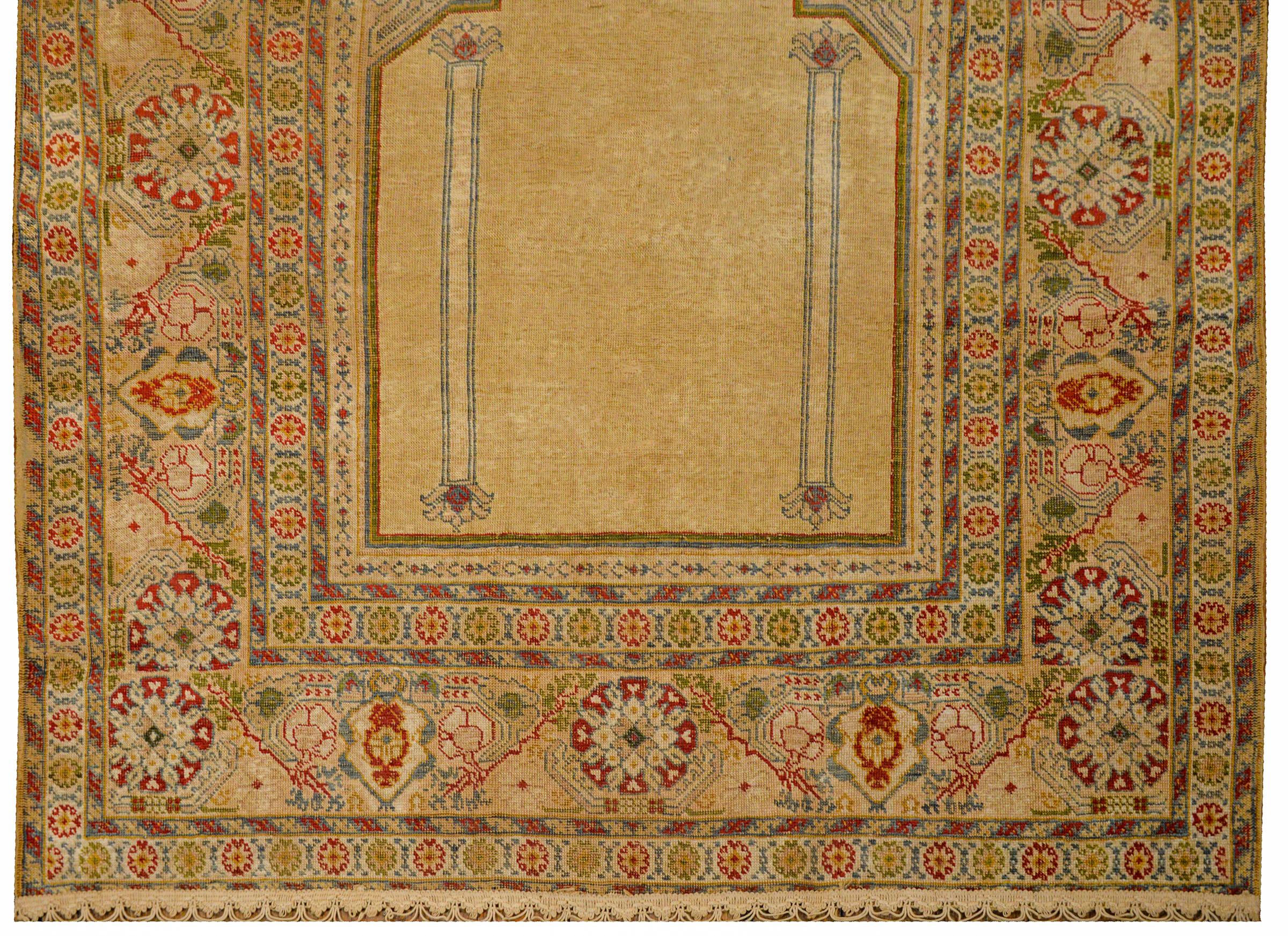 Turc Exceptionnel tapis de prière en soie turc du début du 20e siècle en vente