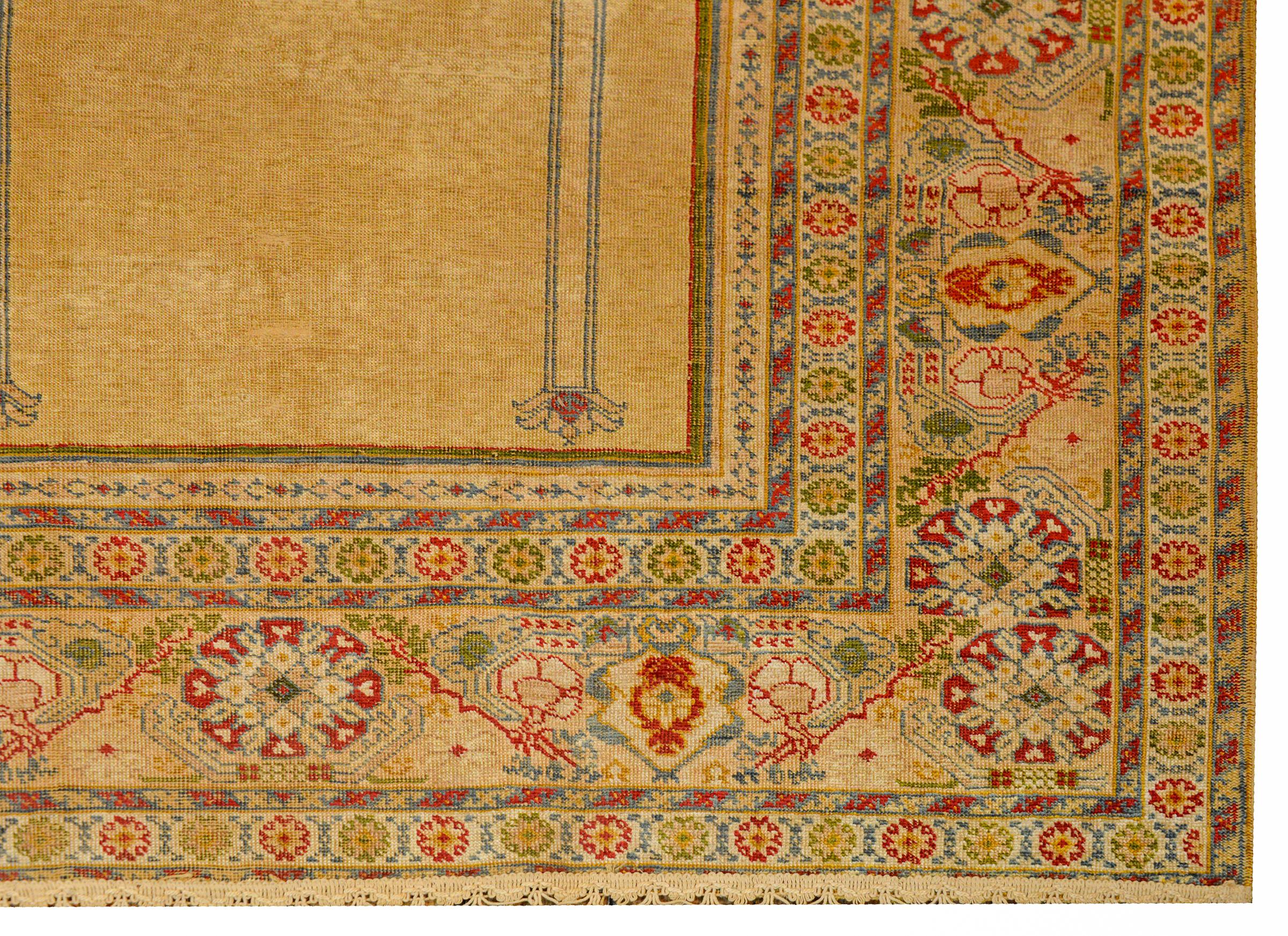 Soie Exceptionnel tapis de prière en soie turc du début du 20e siècle en vente