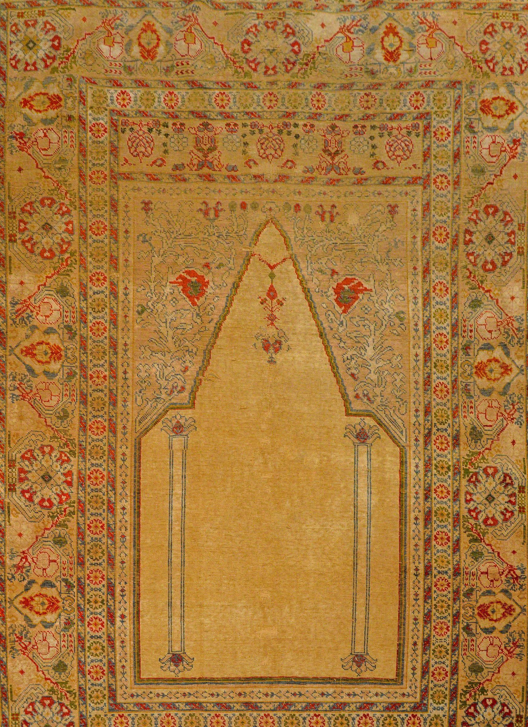 Exceptionnel tapis de prière en soie turc du début du 20e siècle en vente 2