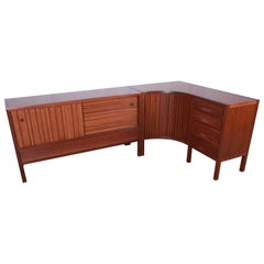 Outstanding Edward Wormley for Dunbar Curved Two-Piece Corner Credenza, 1950s