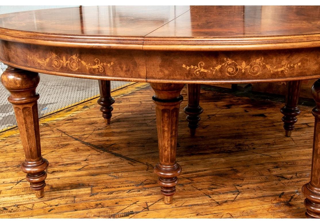Outstanding Elaborate Antique Inlaid Burled Marquetry Dining Table For Sale 1