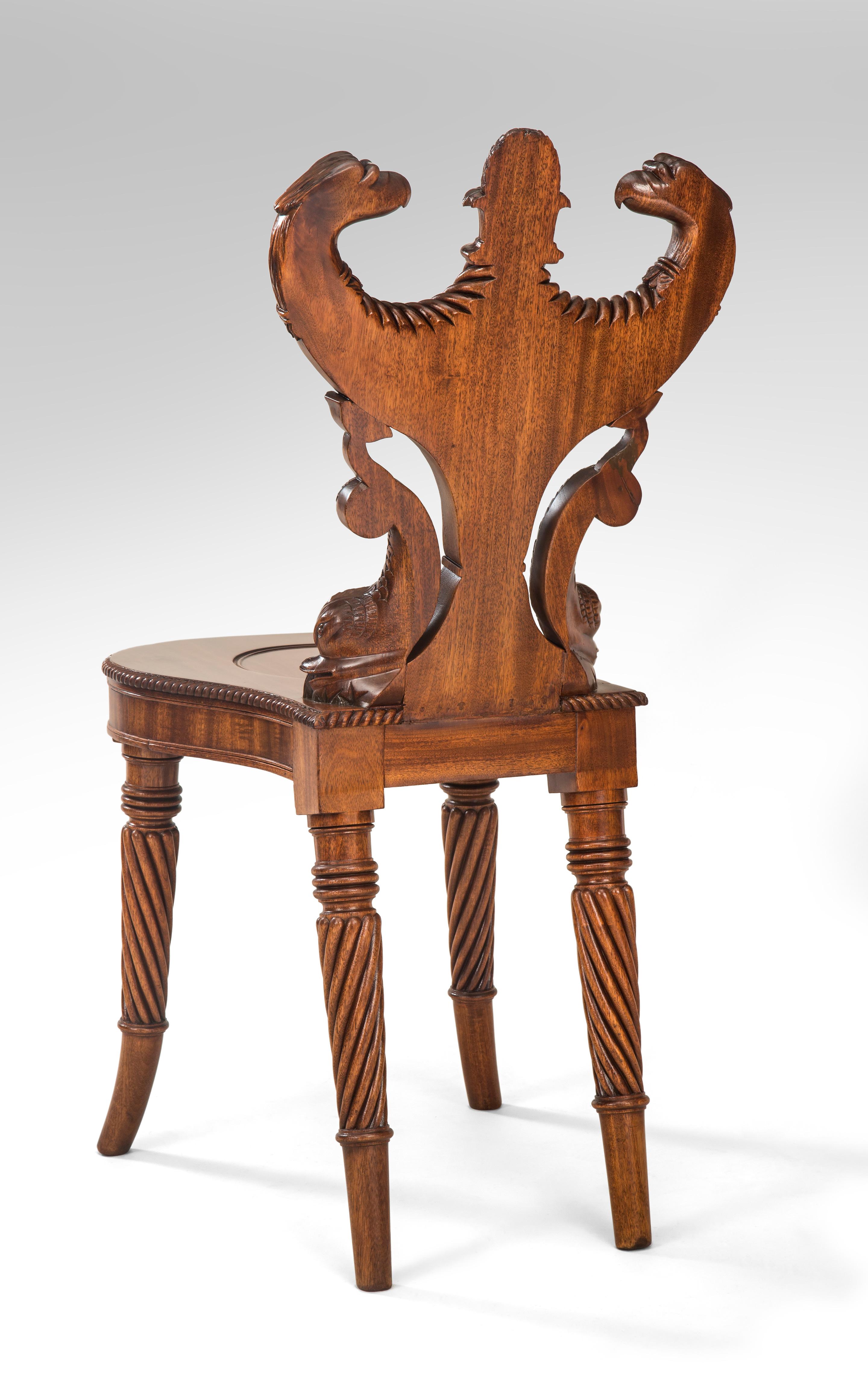 Outstanding English Regency Mahogany Hall Chair 1