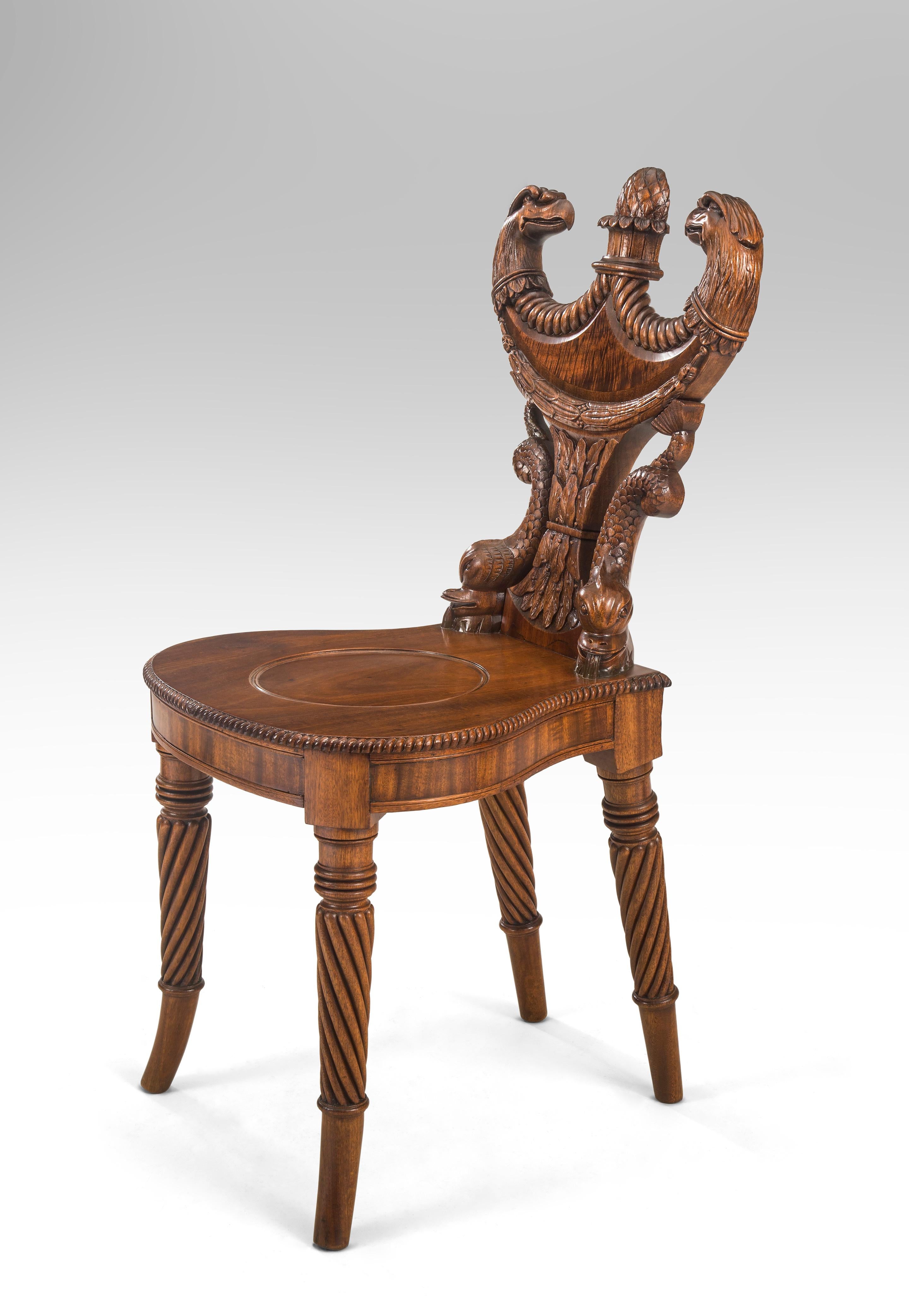 Outstanding English Regency Mahogany Hall Chair (Mahagoni)