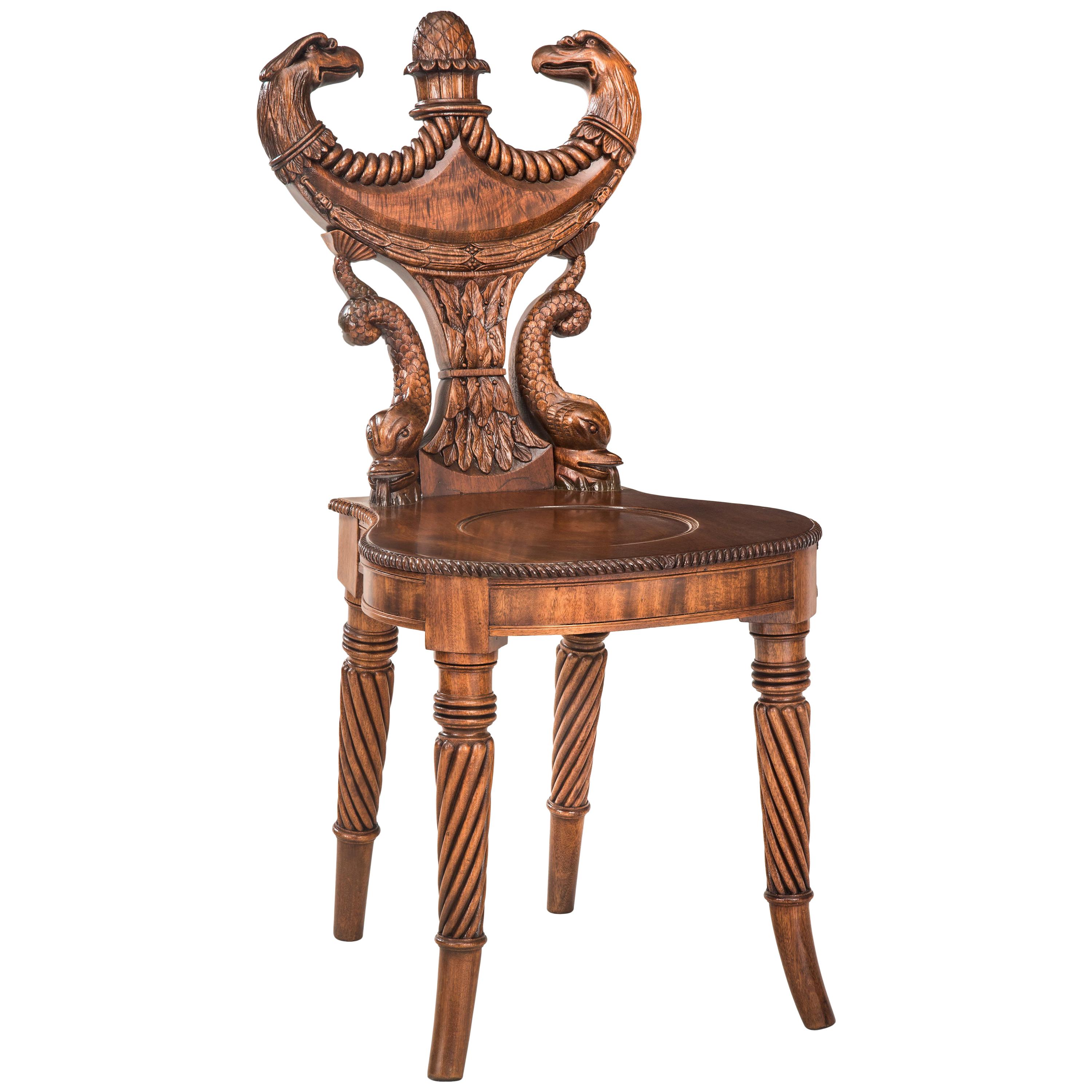Outstanding English Regency Mahogany Hall Chair