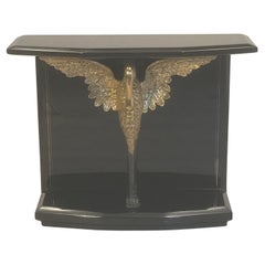 Outstanding Enrique Garcia Black Laquer Coconut Shell Console with Brass Swan