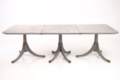 Outstanding European Three-Pillar Table, with Two Extra Leaves, Late 19 Century