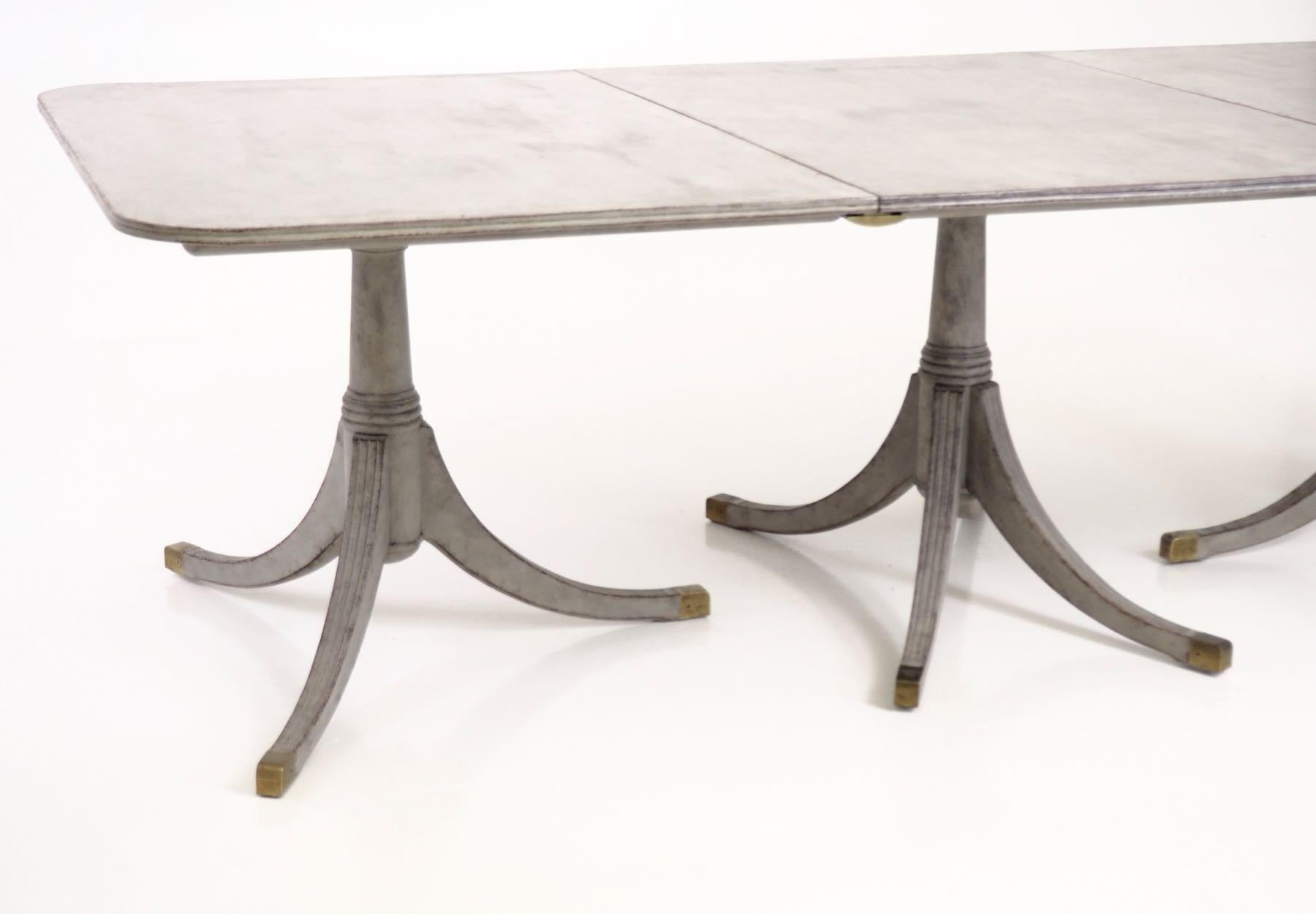 19th Century Outstanding European Three-Pillar Table, with Two Extra Leaves, Late 19 Century