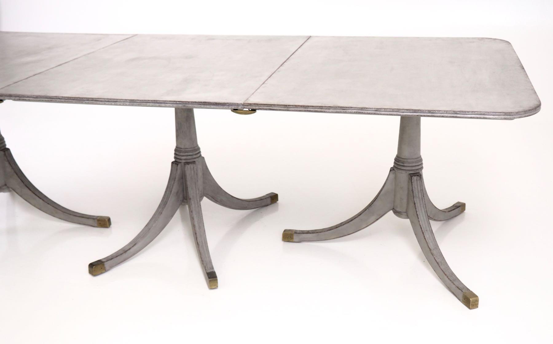 Outstanding European Three-Pillar Table, with Two Extra Leaves, Late 19 Century 2