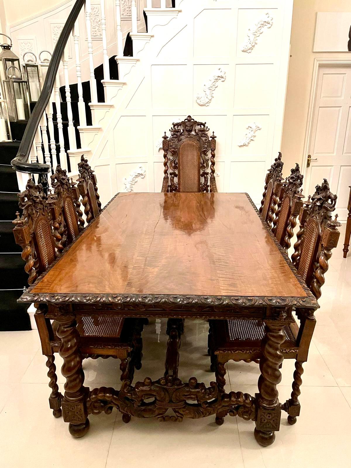 Victorian Outstanding Exhibition Quality Antique Italian Profusely Carved Dining Table
