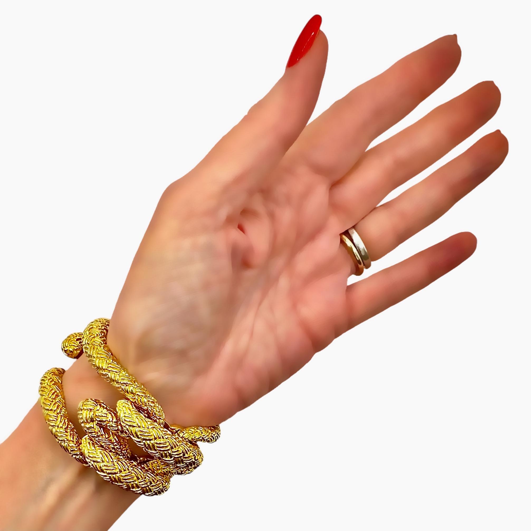 Outstanding French 18K Yellow Gold & Diamond Cocktail Bracelet 1.25 Inches Wide For Sale 9