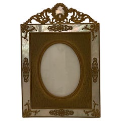 Outstanding French Dore Bronze Ormolu Mother of Pearl Picture Photo Frame